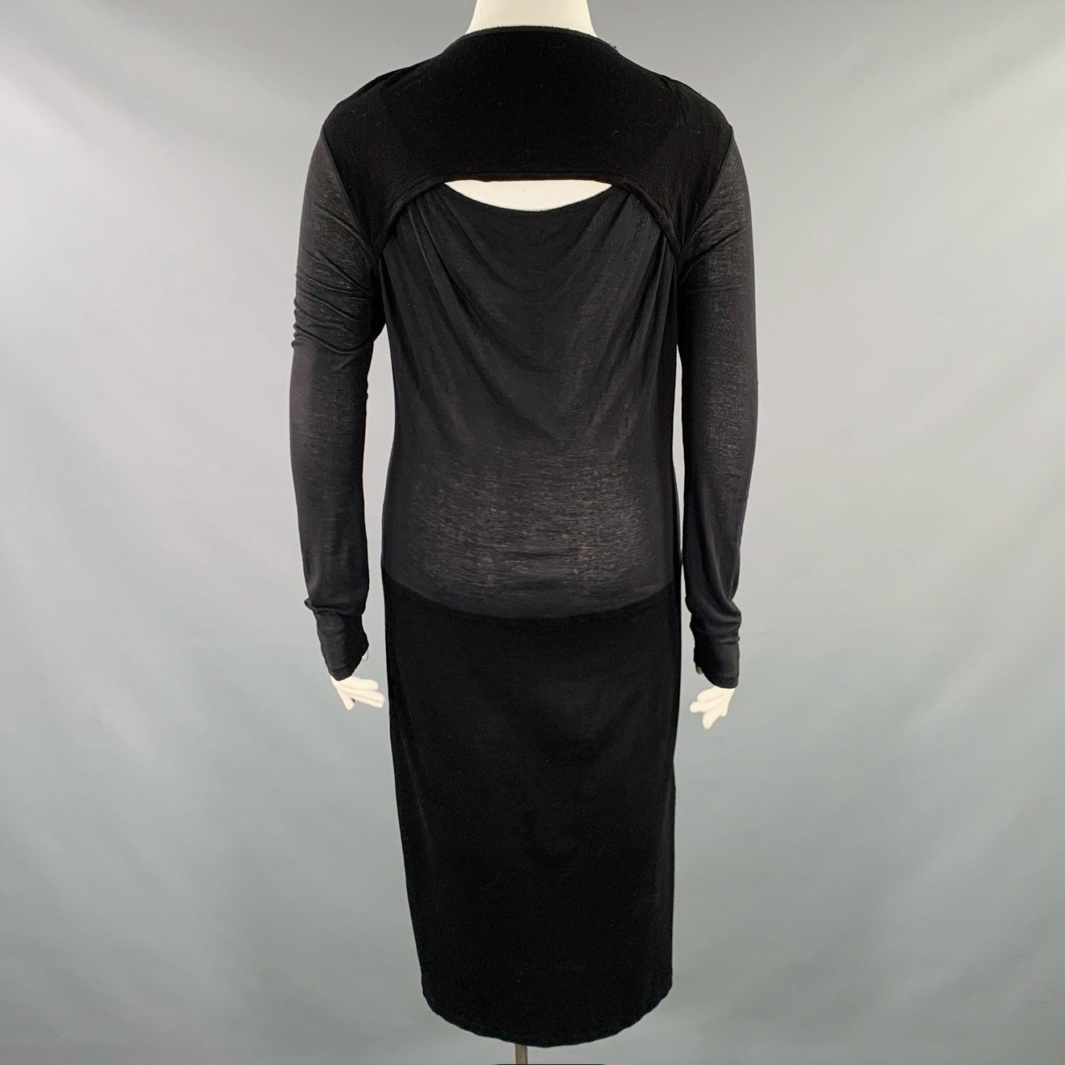 DAMIR DOMA Talla L Vestido negro de manga larga en mezcla de viscosa en Excelente estado para la venta en San Francisco, CA