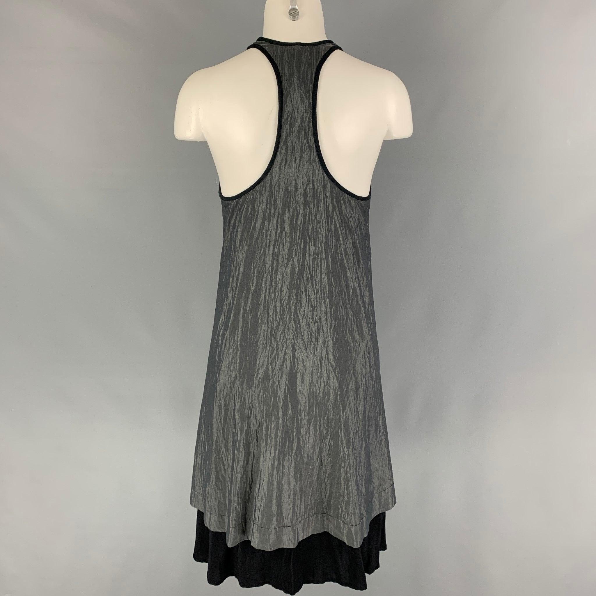 DAMIR DOMA Talla S Gris Negro Algodón Nylon Vestido de tirantes arrugado en Bueno estado para la venta en San Francisco, CA