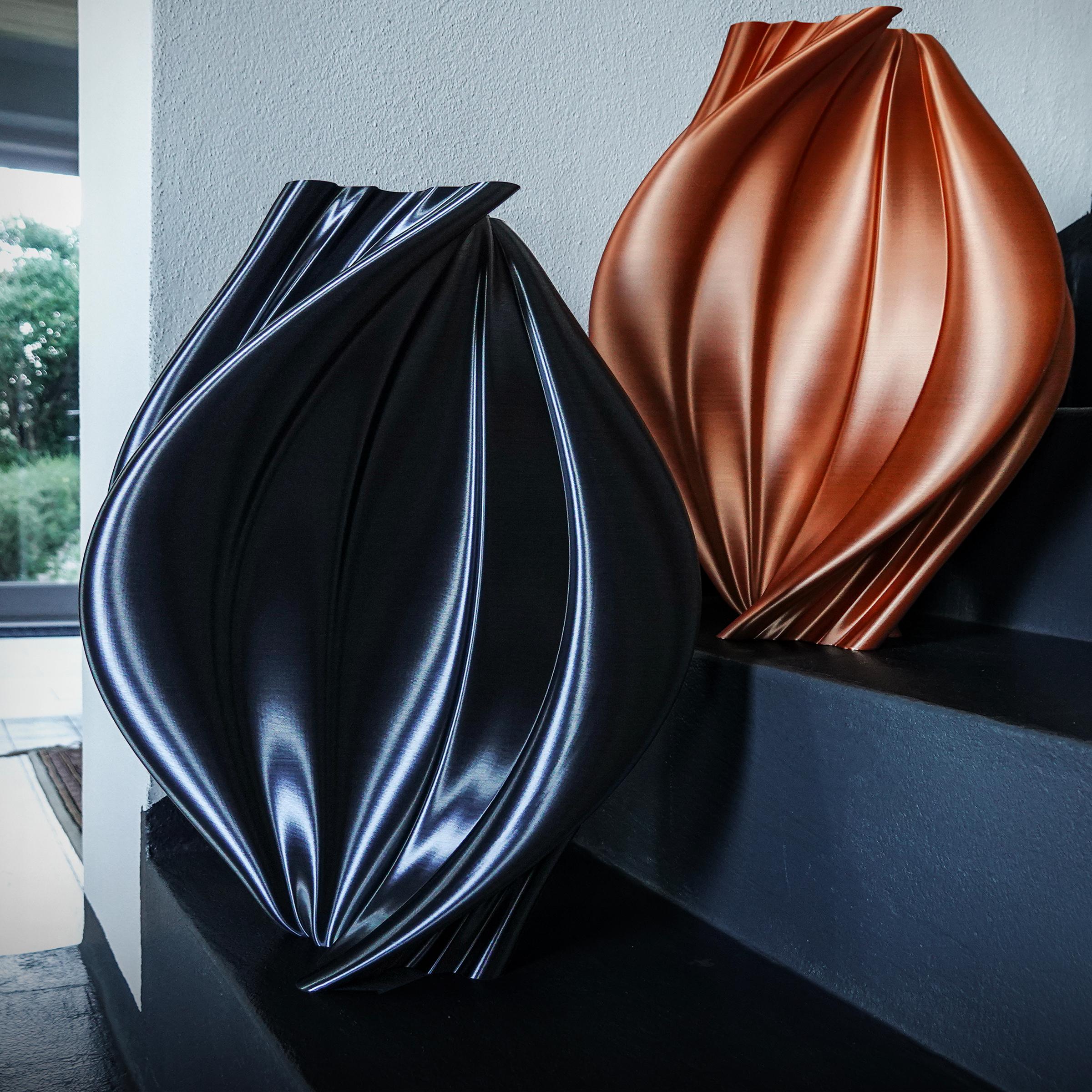 Italian Damocle, Black Contemporary Sustainable Vase-Sculpture