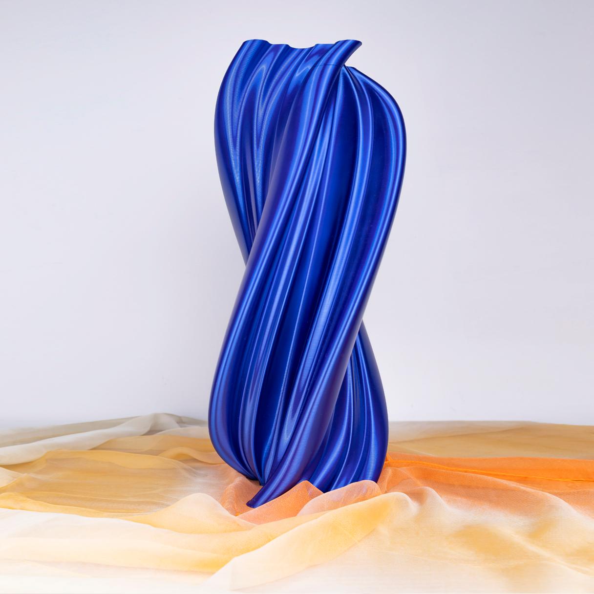 Plastic Damocle, Blue Contemporary Sustainable Vase-Sculpture For Sale