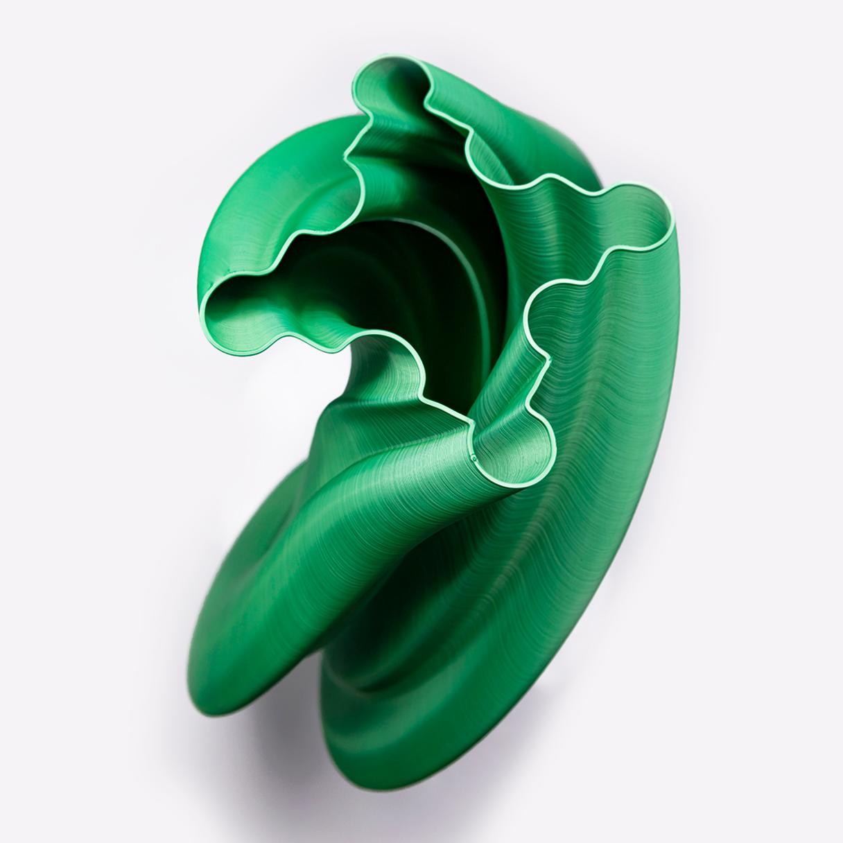 Italian Damocle, Green Contemporary Sustainable Vase-Sculpture