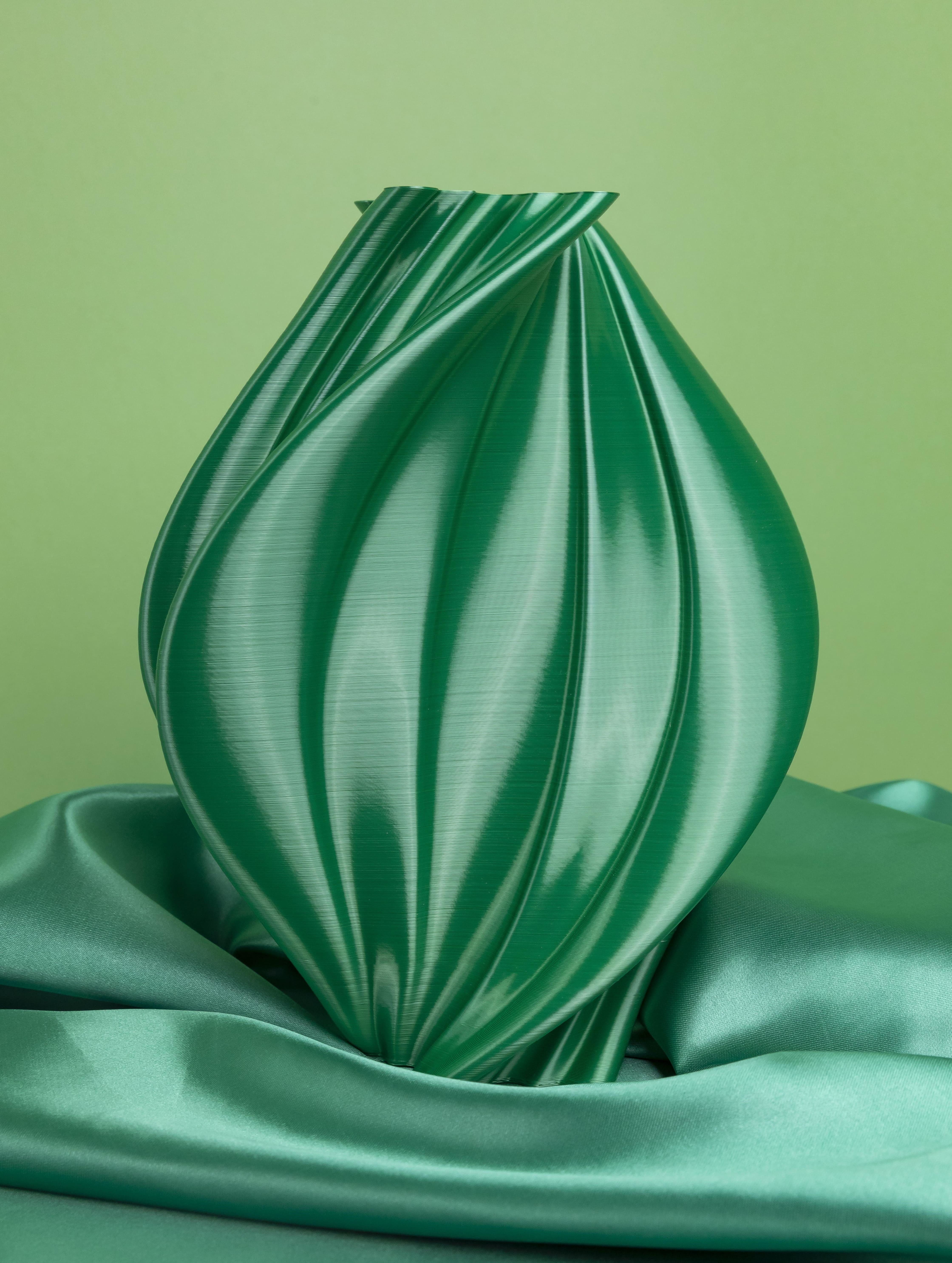 Post-Modern Damocle, Green Contemporary Sustainable Vase-Sculpture