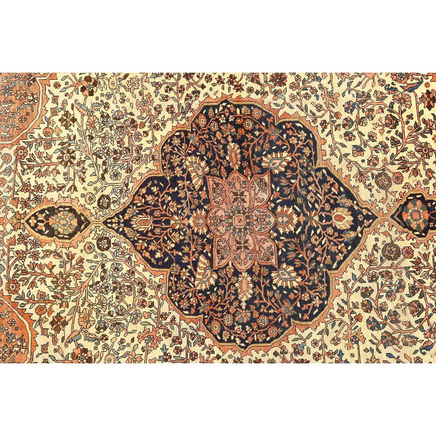 Sarouk Farahan Damoka Collection Antique Persian Farahan - Size: 13 ft 0 in x 9 ft 11 in For Sale