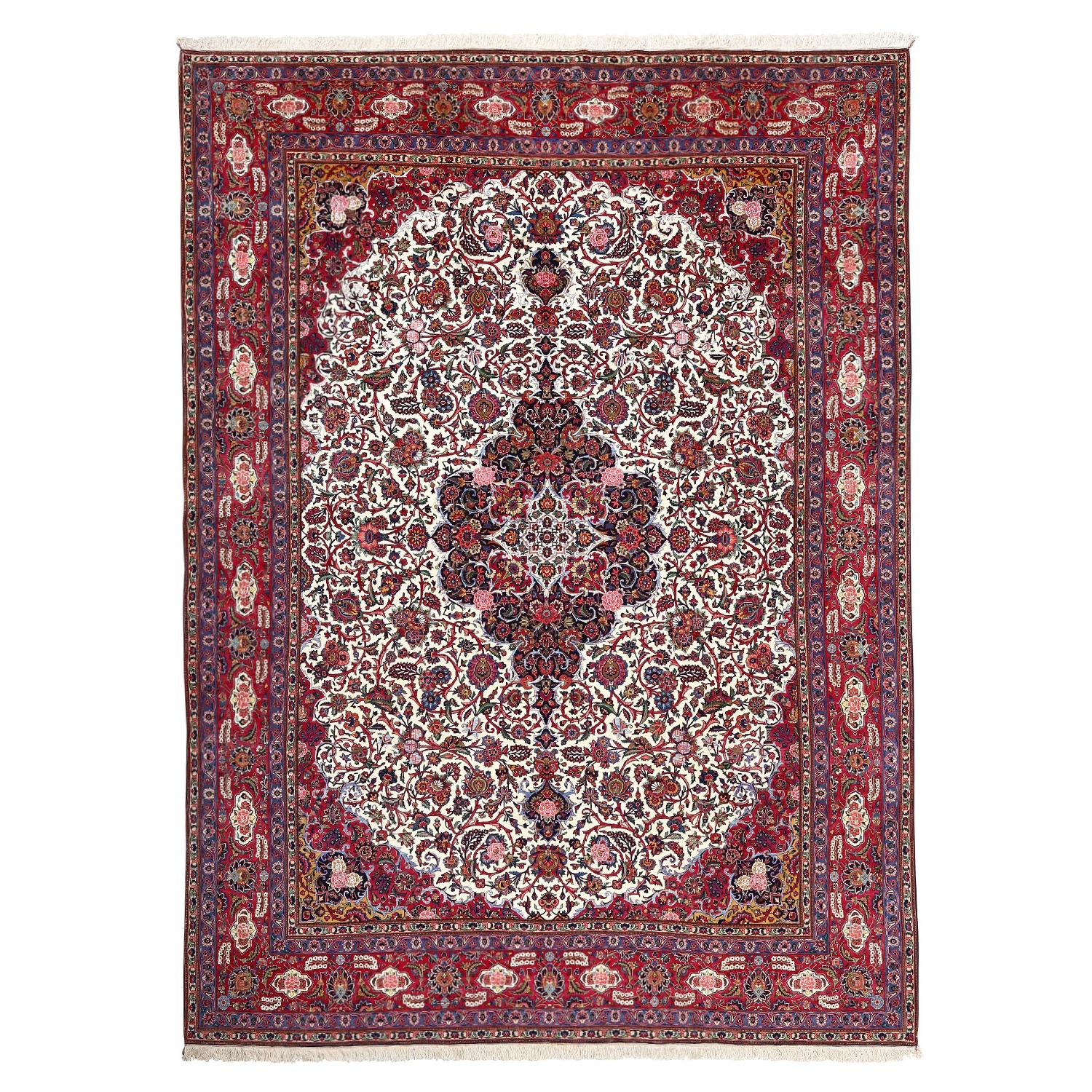 Antique Persian Kashan Tafazouli - Size: 14ft 2in x 10ft 5in For Sale