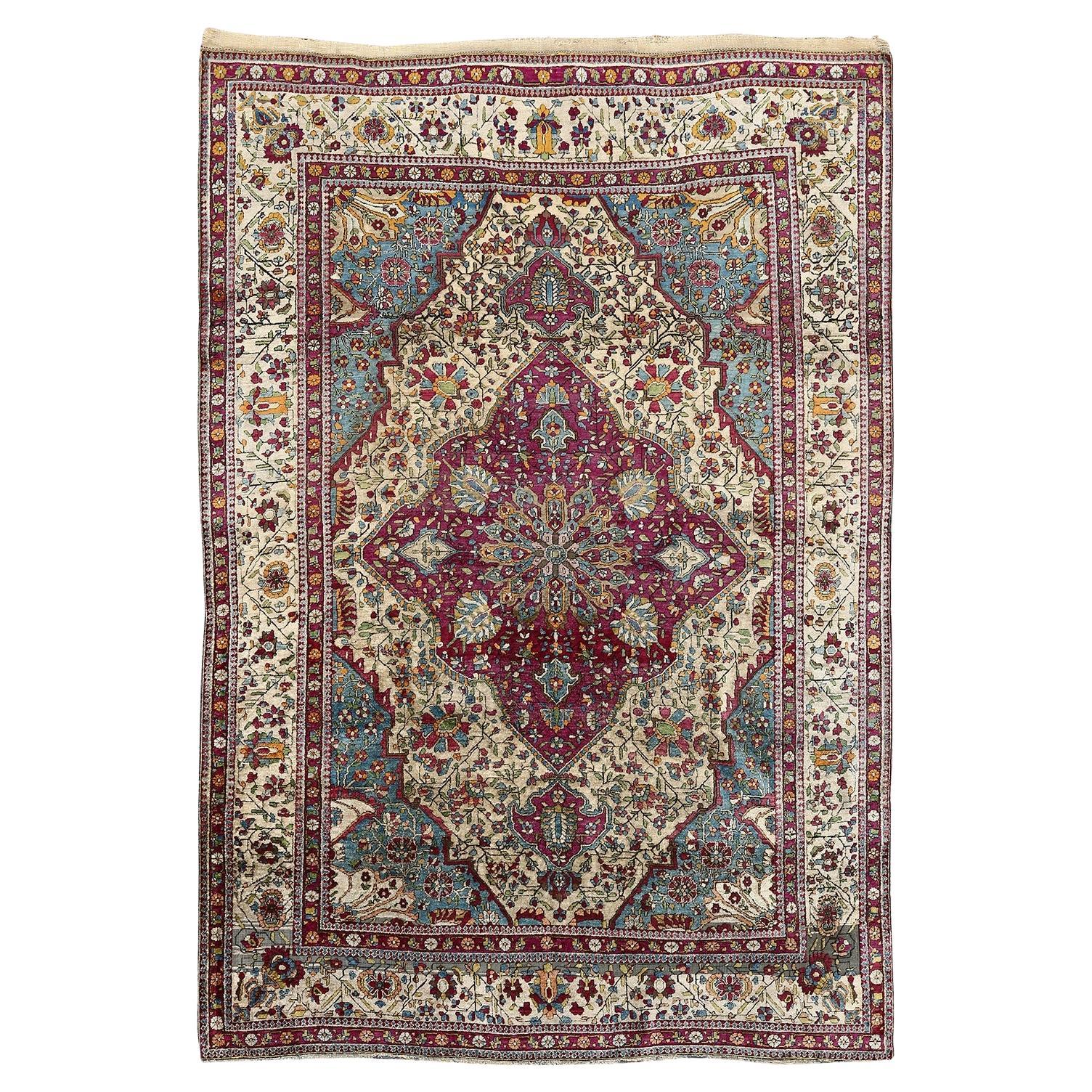 Persian Silk Kashan Mohtasham - Size: 6 ft 8 in x 4 ft 6 in