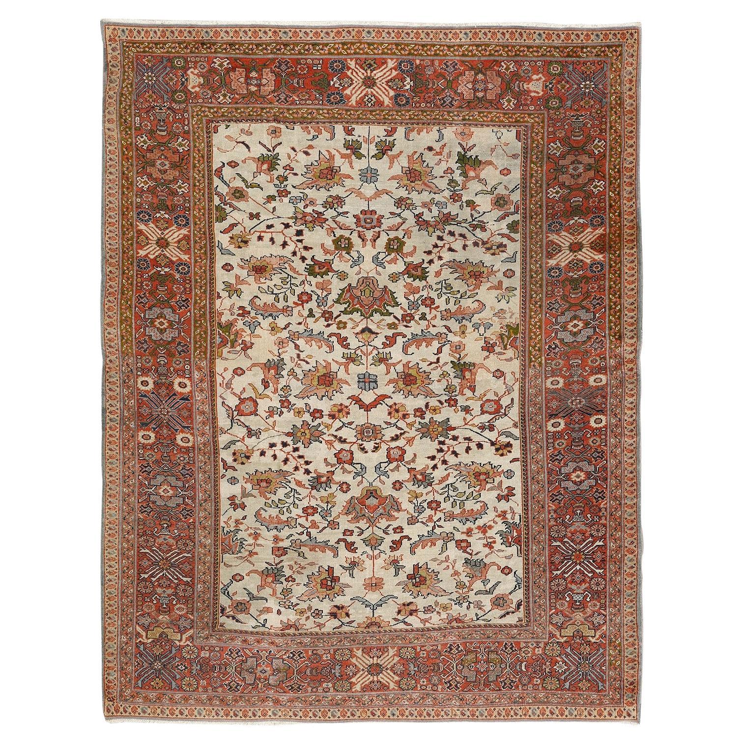 Damoka Collection Antique Persian Sultanabad - Size: 10 ft 6 in x 8 ft 2 in For Sale