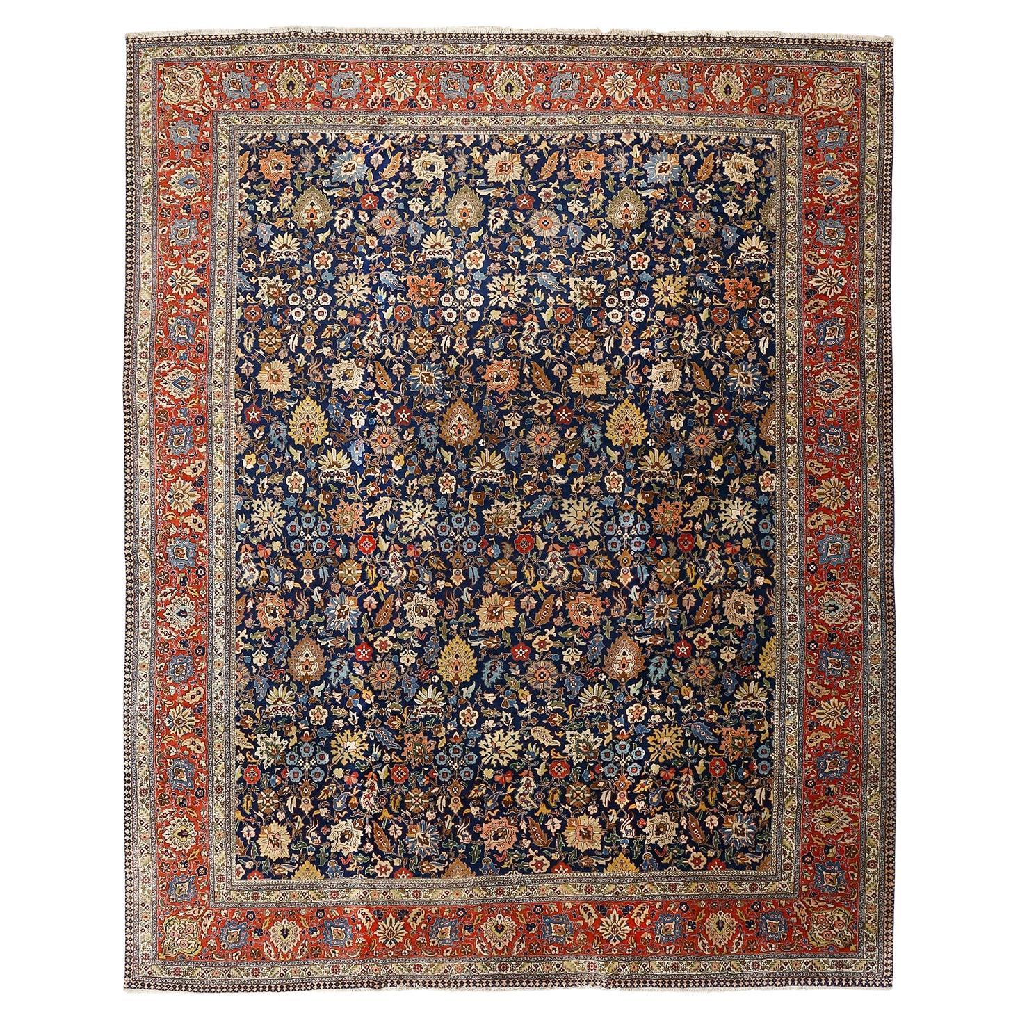 Collection Damoka Tabriz persane ancienne - Taille : 16 pieds 3 po. x 12 pieds 10 po.