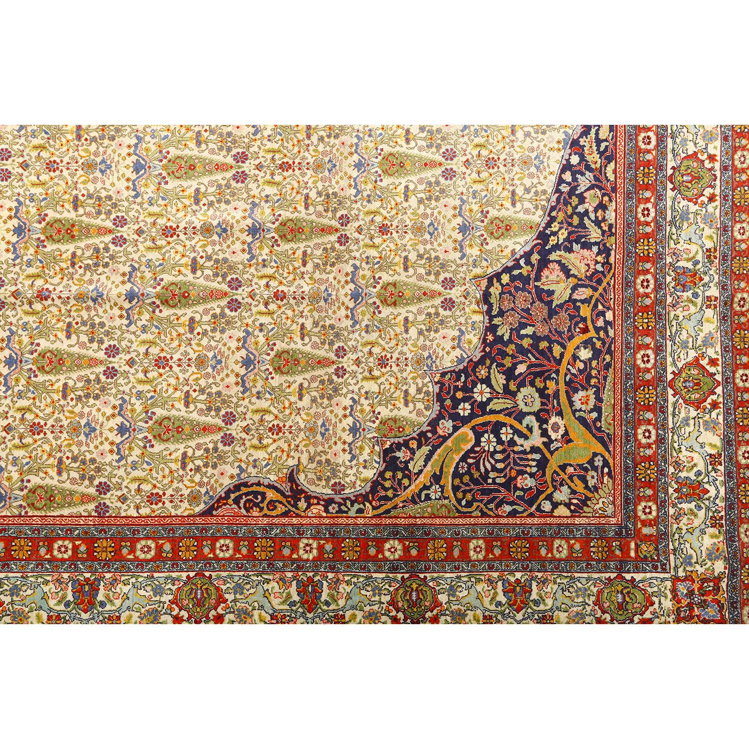 Perse Collection Damoka Tabriz persane ancienne - Taille : 9 pieds 10 pouces x 8 pieds 1 pouces en vente