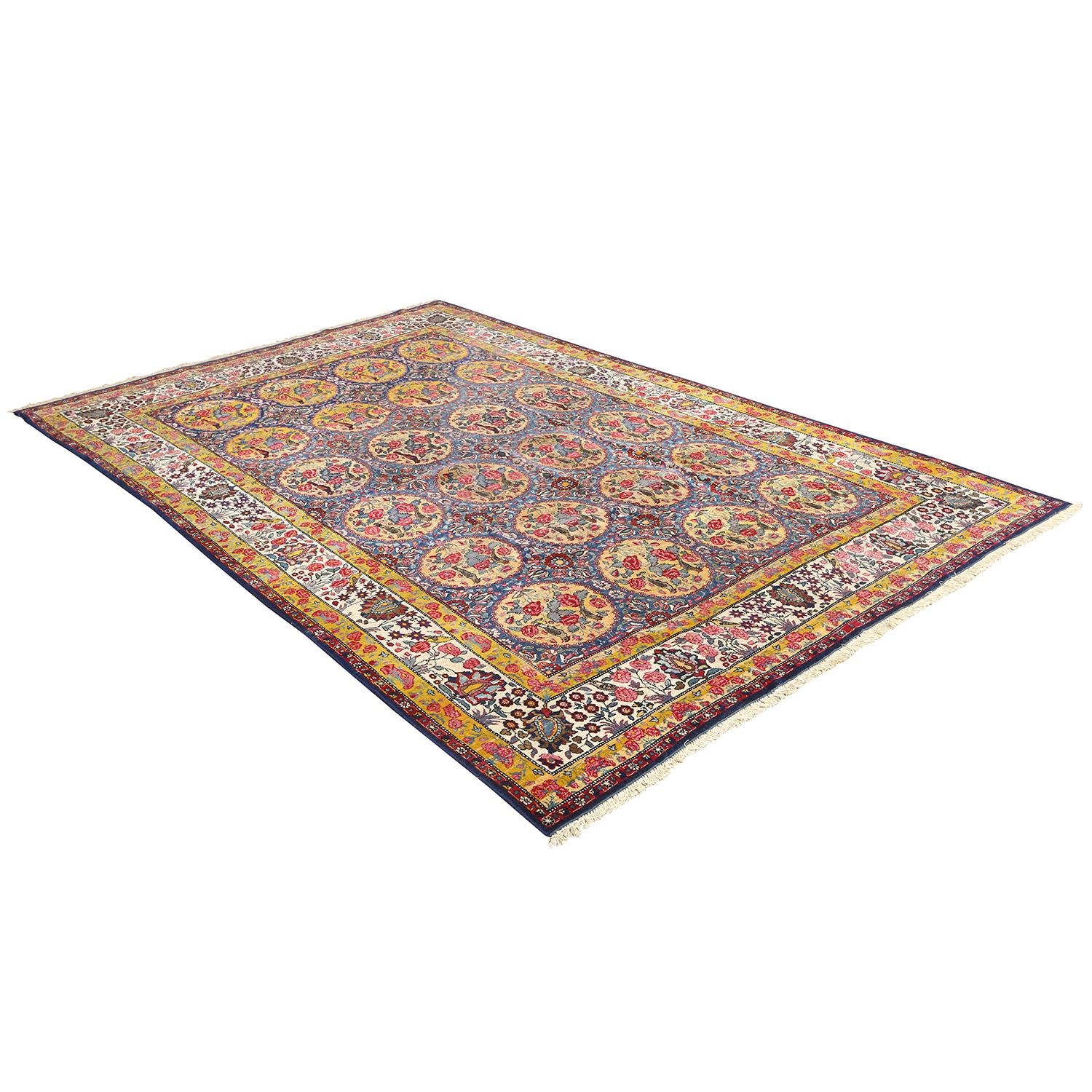 This Tehran rug is a masterpiece that encapsulates centuries of Persian craftsmanship and artistic heritage. Meticulously woven by skilled artisans in the bustling city of Tehran, these rugs are more than just floor coverings; they are exquisite