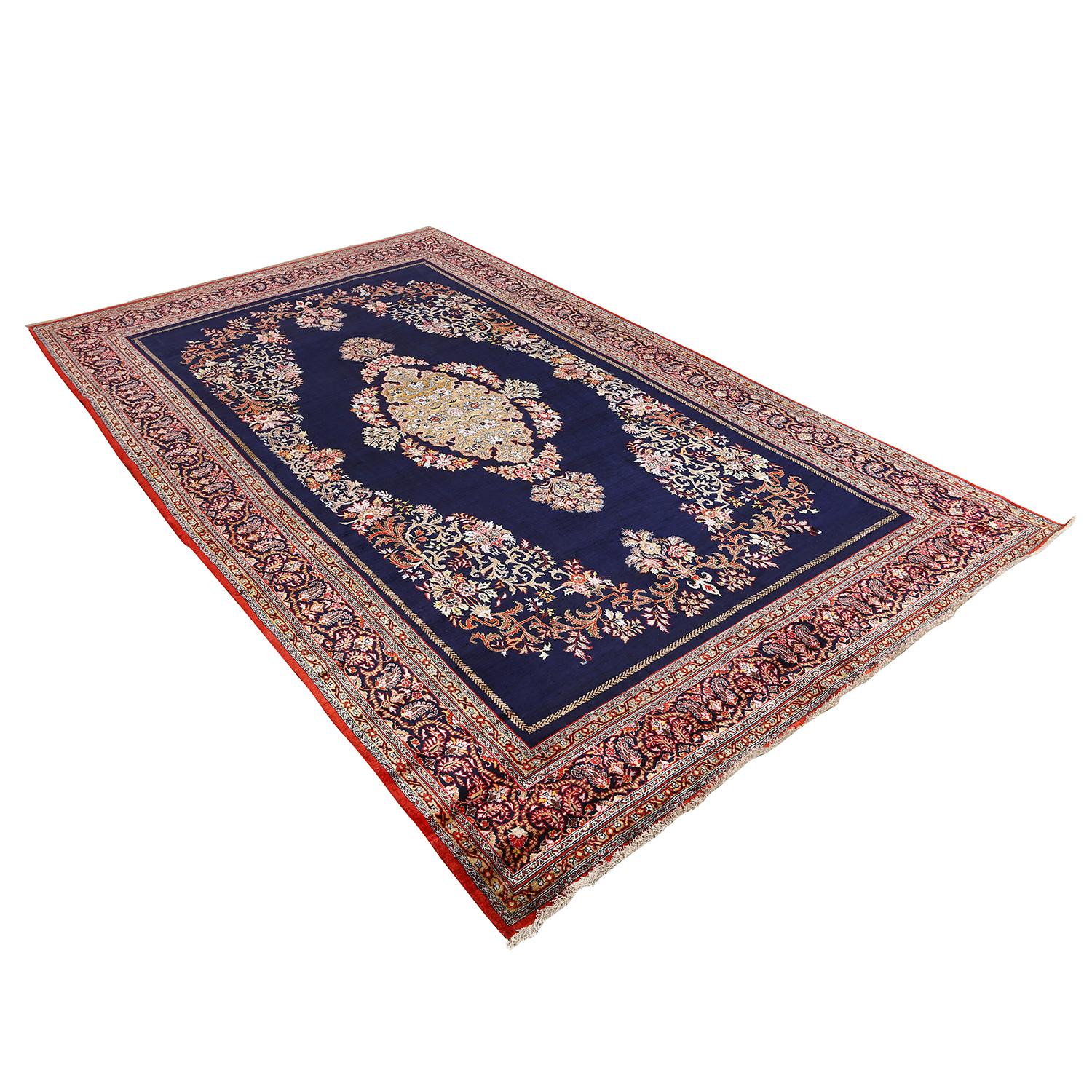 This Pure Silk Antique Kashan is a true marvel, a piece of art that transcends time and place. Originating from the revered weaving center of Kashan in Persia, these rugs are not just floor coverings; they are exceptional heirlooms that embody