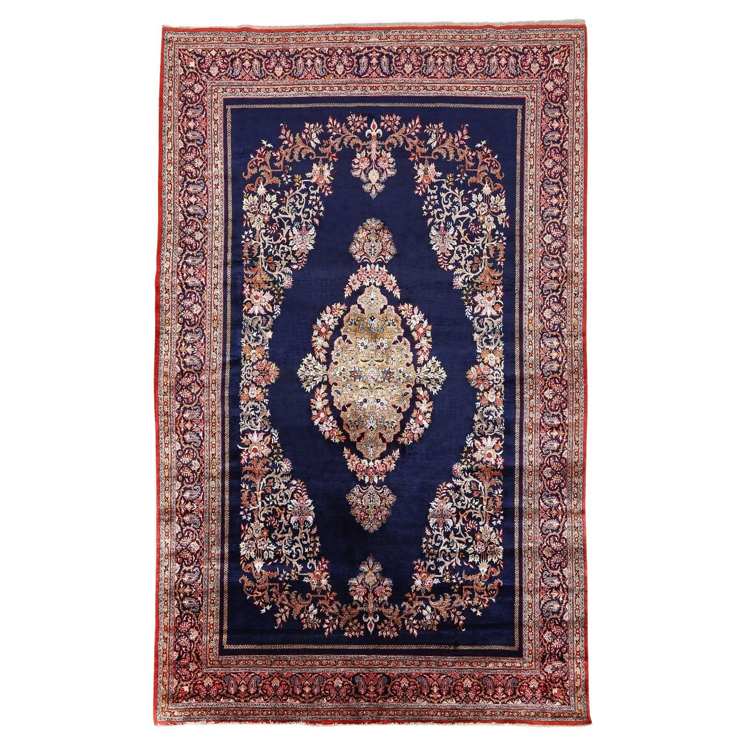 Damoka Collection Pure Silk Antique Persian Kashan - Size: 9 ft 11 in x 6 ft 3in For Sale