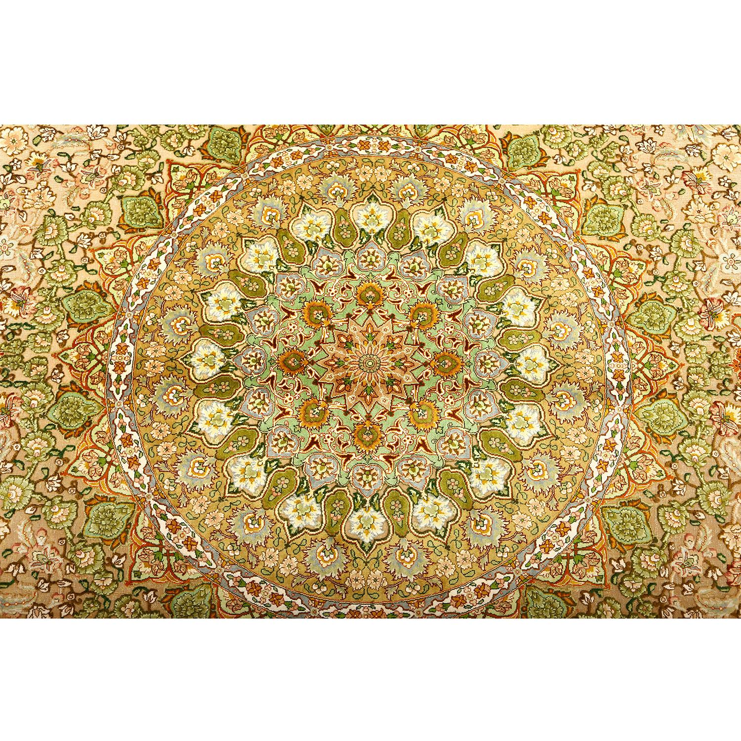 Contemporary Damoka Collection Persian Pure Silk Tabriz - Size: 13 ft 1 in x 9 ft 9in For Sale