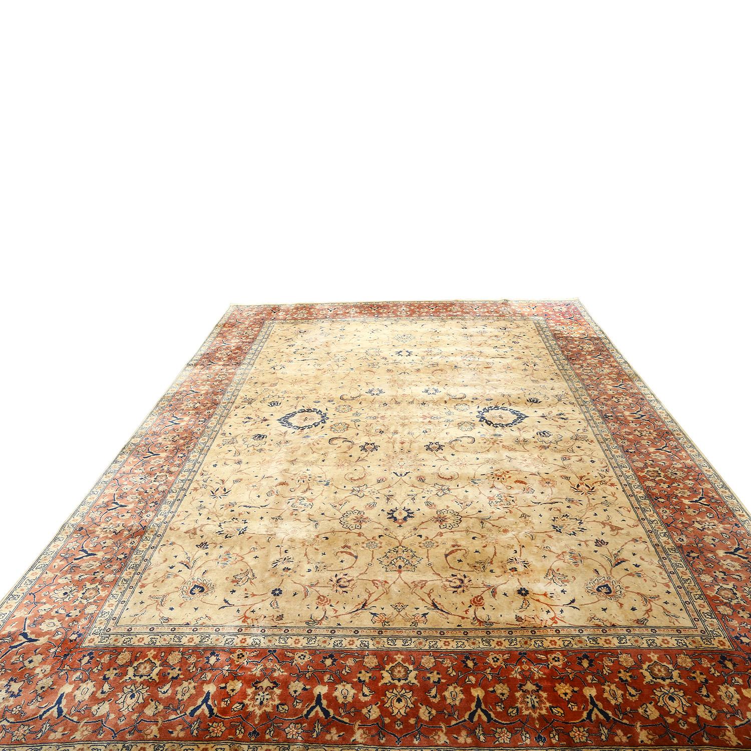 Persiano Damoka Collection Vintage Persian Tabriz Emad - Dimensioni: 14 ft 2 in x 10 ft 6 in in vendita