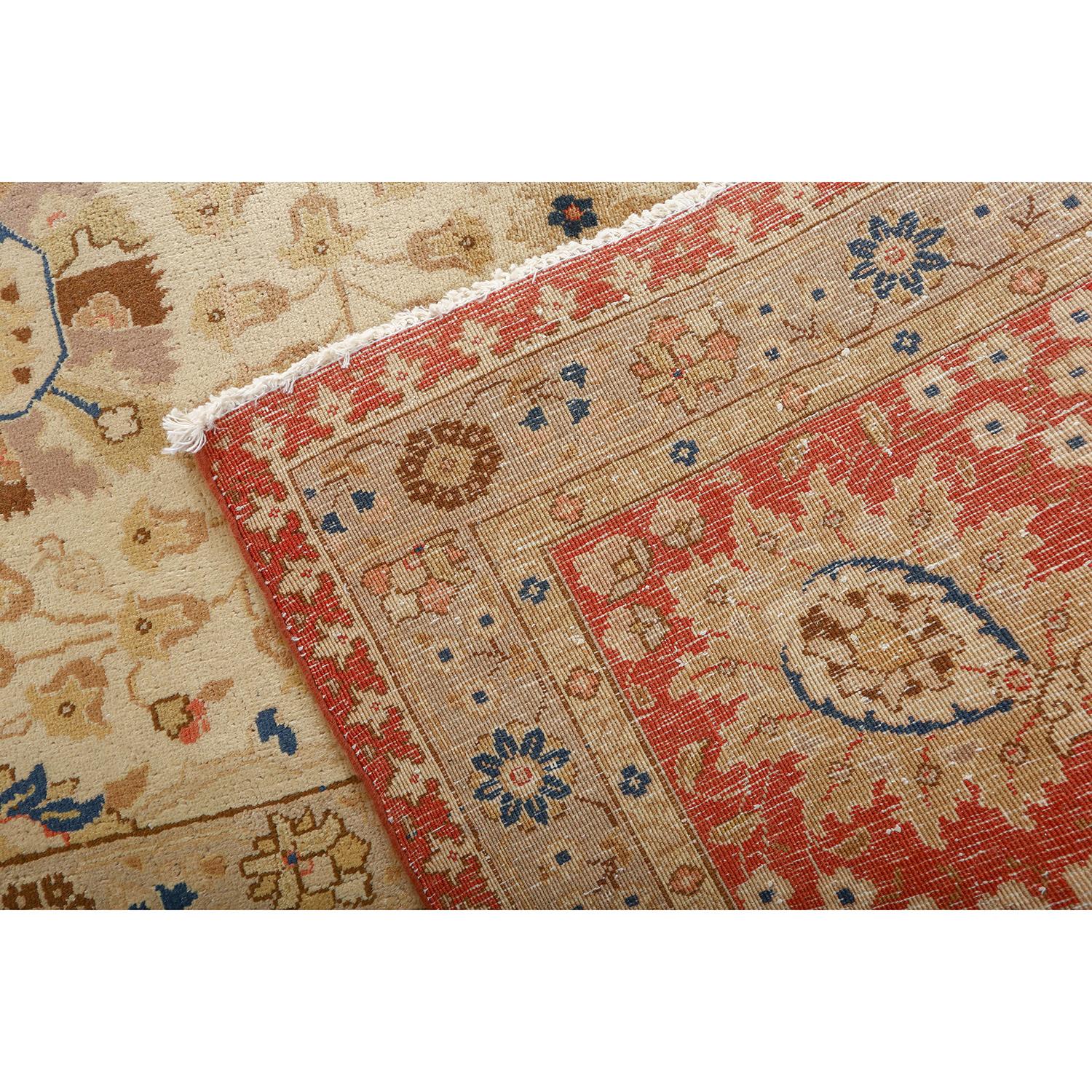 Wool Damoka Collection Vintage Persian Tabriz Narvani - Size: 14 ft 2 in x 10 ft 11in For Sale