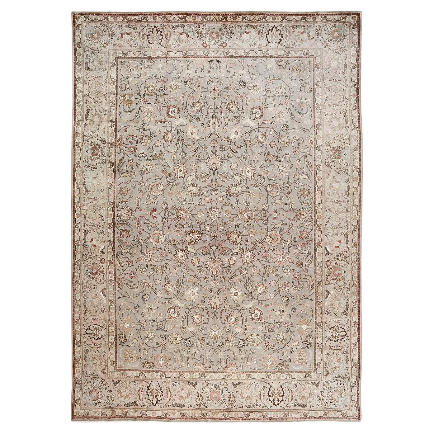 Vintage Persian Tabriz - Size: 11 ft 7 in x 8 ft 2 in For Sale