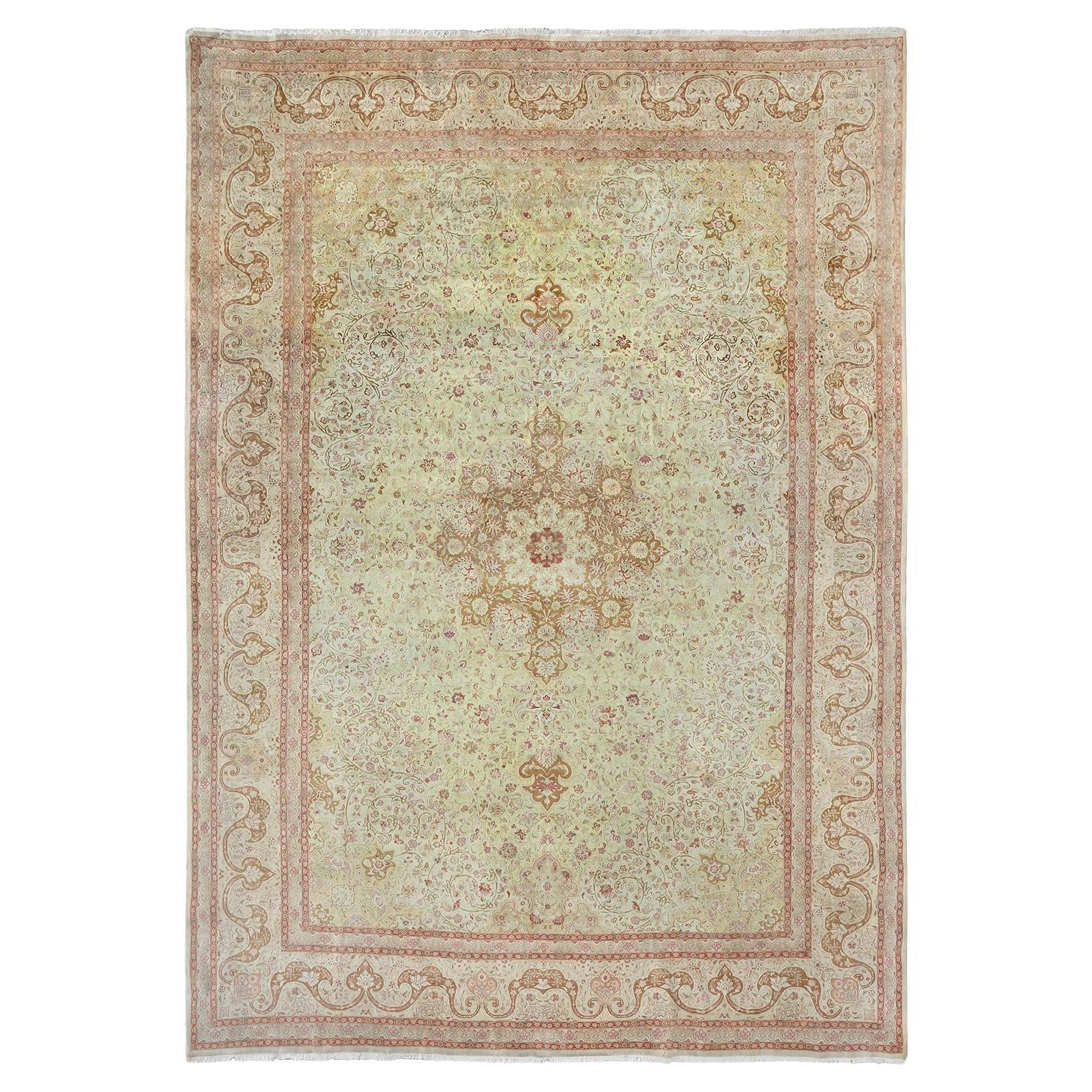 Vintage Persian Tabriz - Size: 16 ft 1 in x 11 ft 7 in For Sale