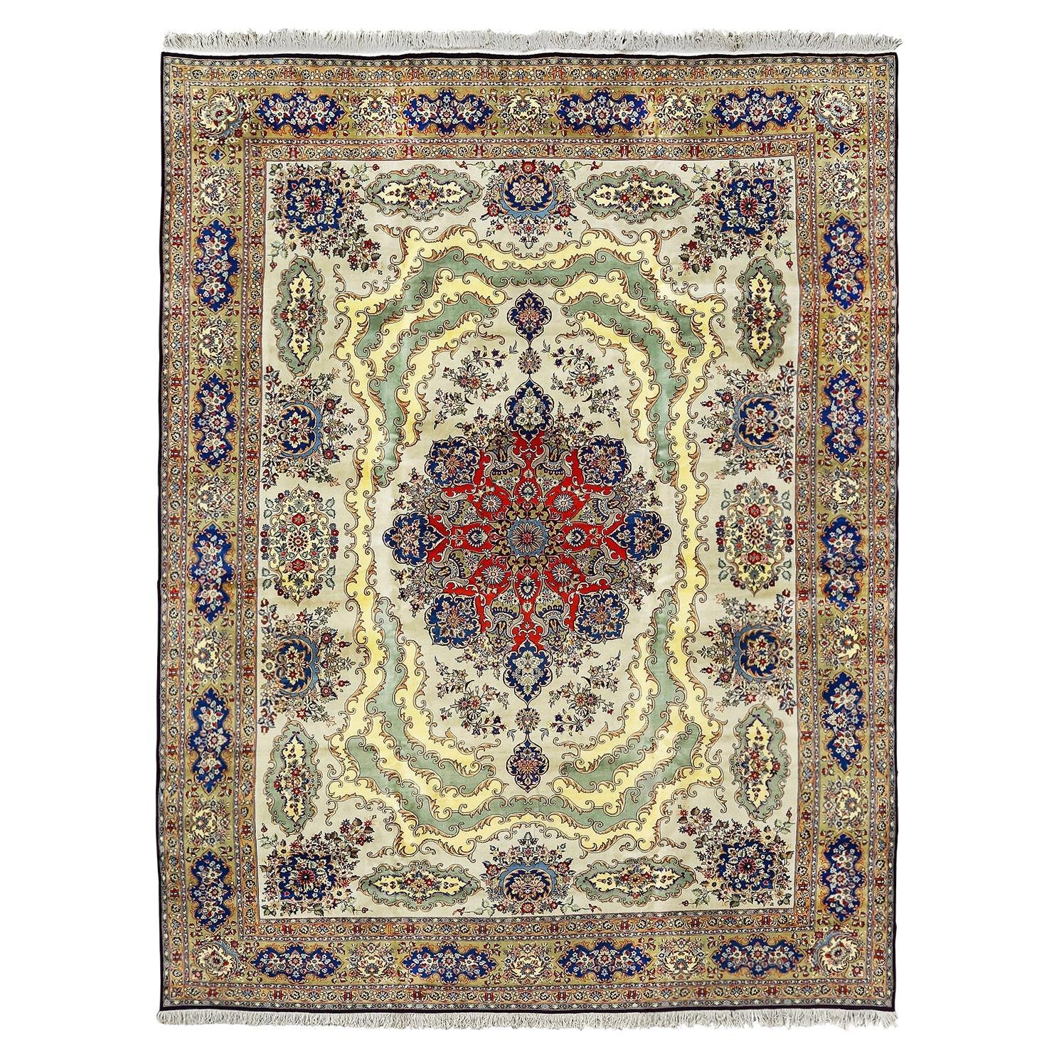 Damoka Collection Vintage Qom Arsalani - Size: 14 ft 0 in x 10 ft 7 in For Sale