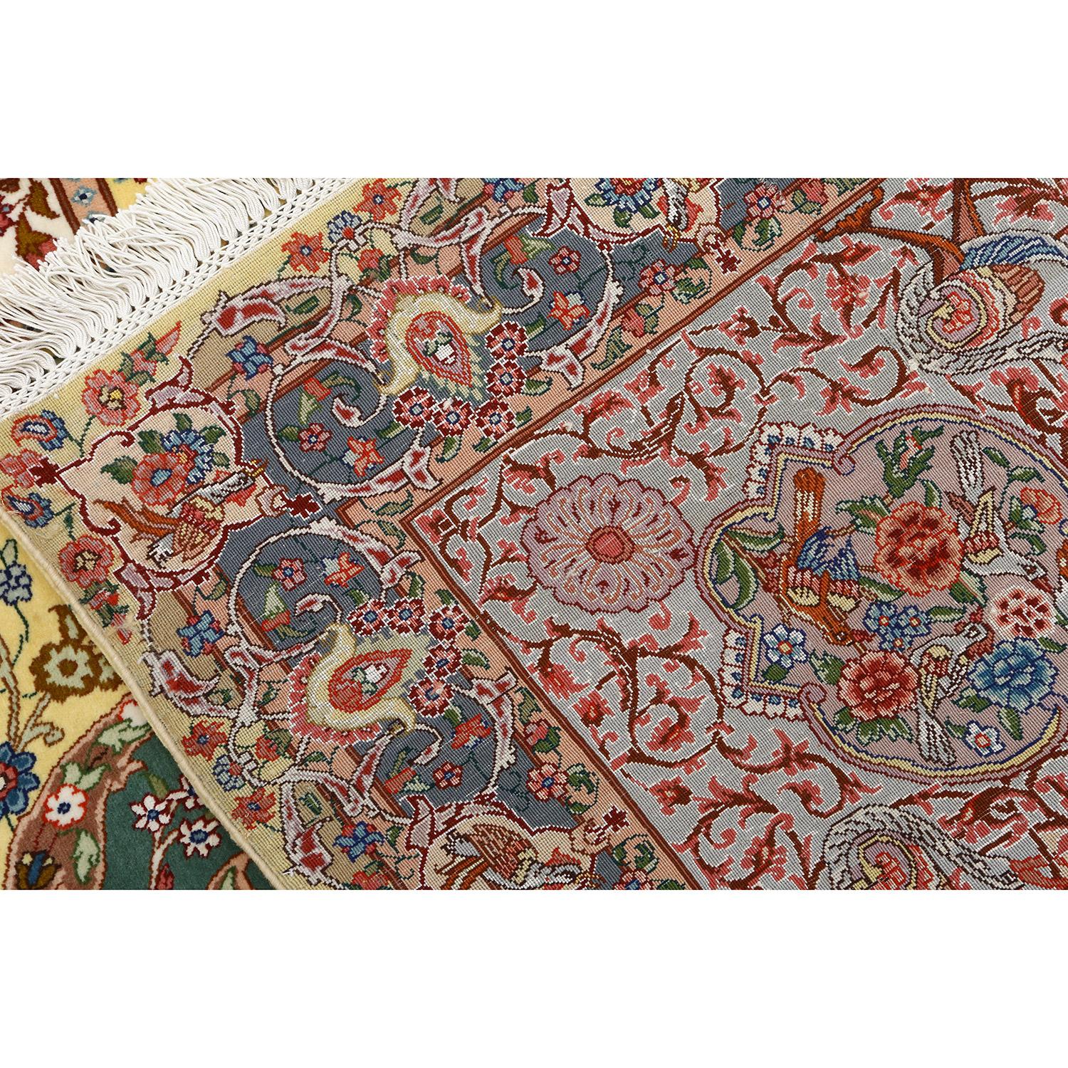 Late 20th Century Vintage Silk Tabriz Nezam - Size: 14 ft 0 in x 9 ft 9 in For Sale