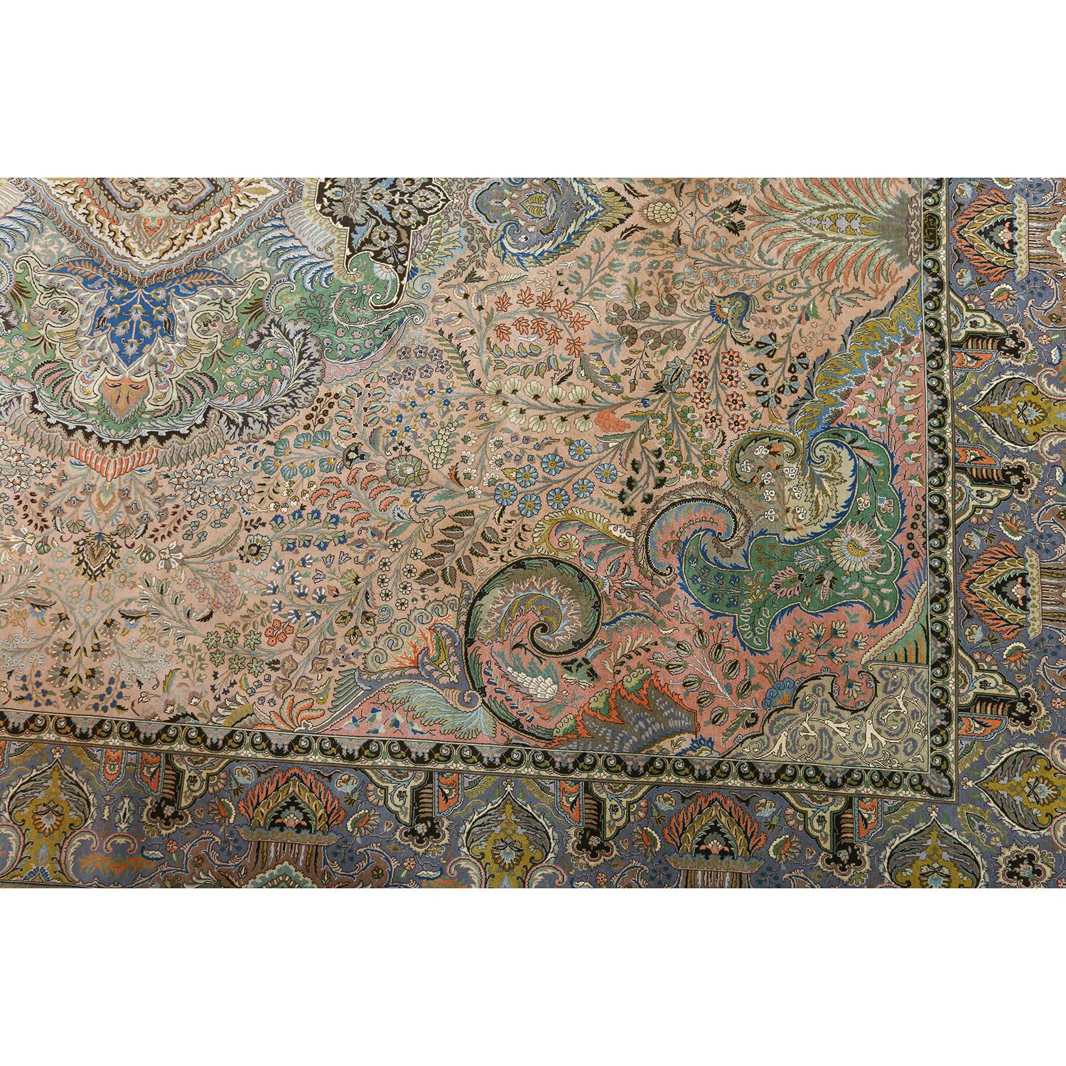 Persian Vintage Tabriz Isari - Size: 13 ft 4 in x 9 ft 11 in For Sale