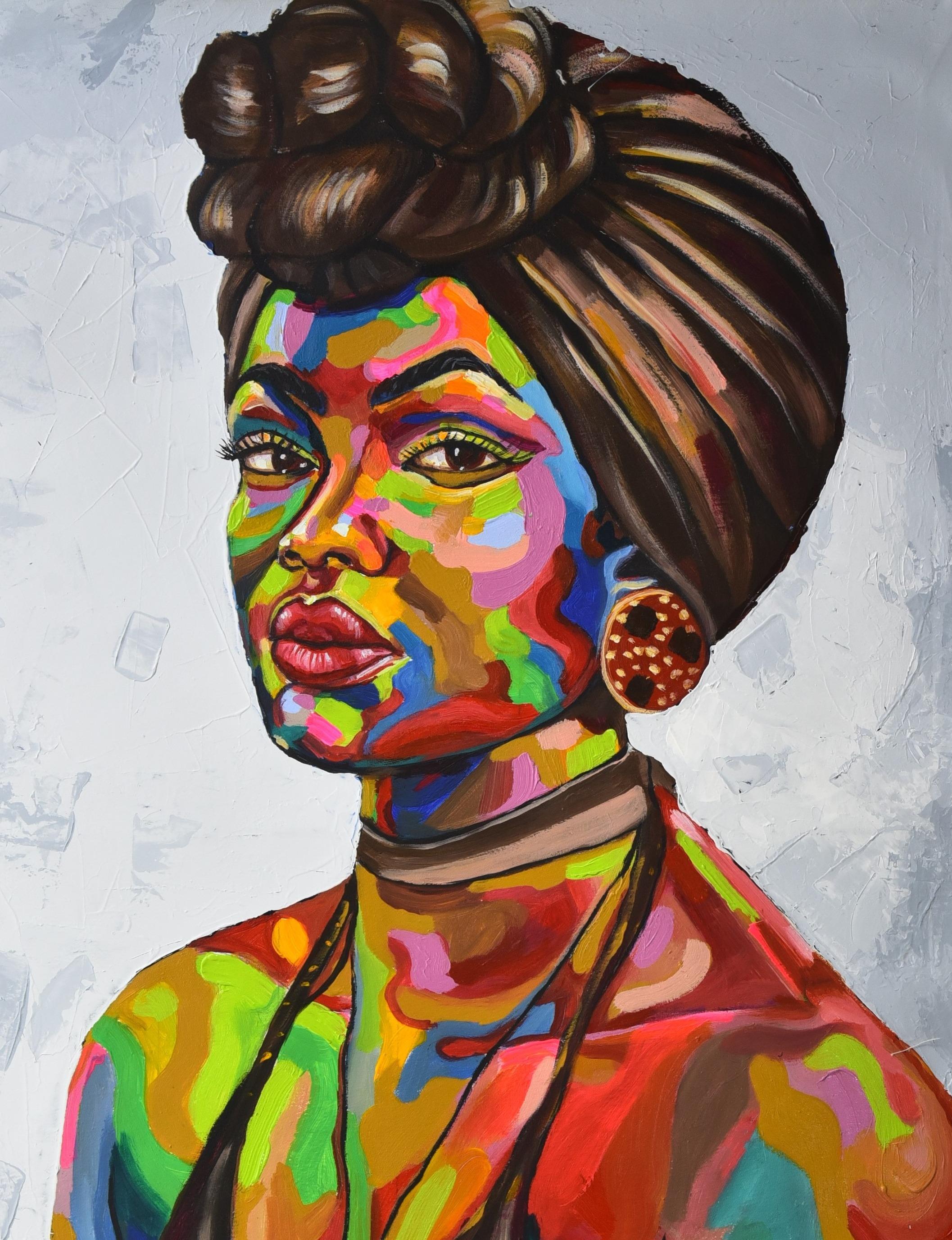 African Girl  - Painting by Damola Ayegbayo 