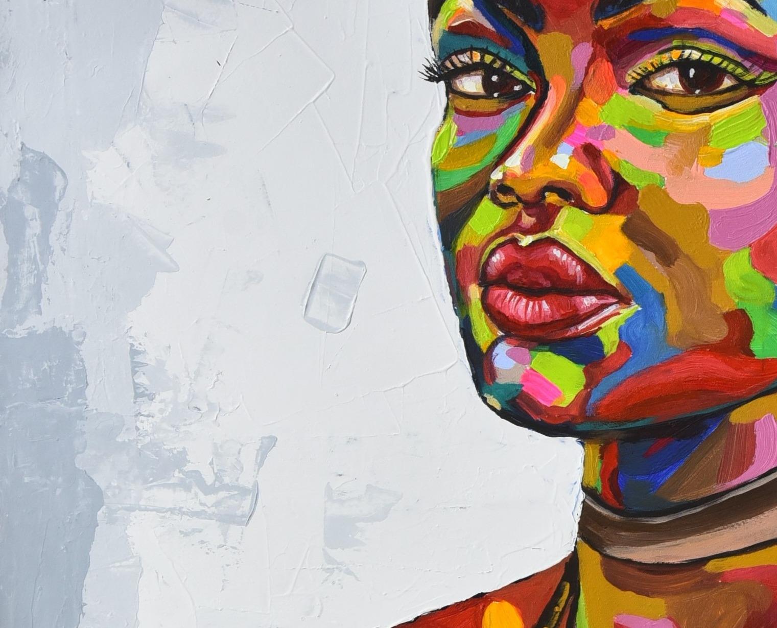 African Girl  - Abstract Expressionist Painting by Damola Ayegbayo 