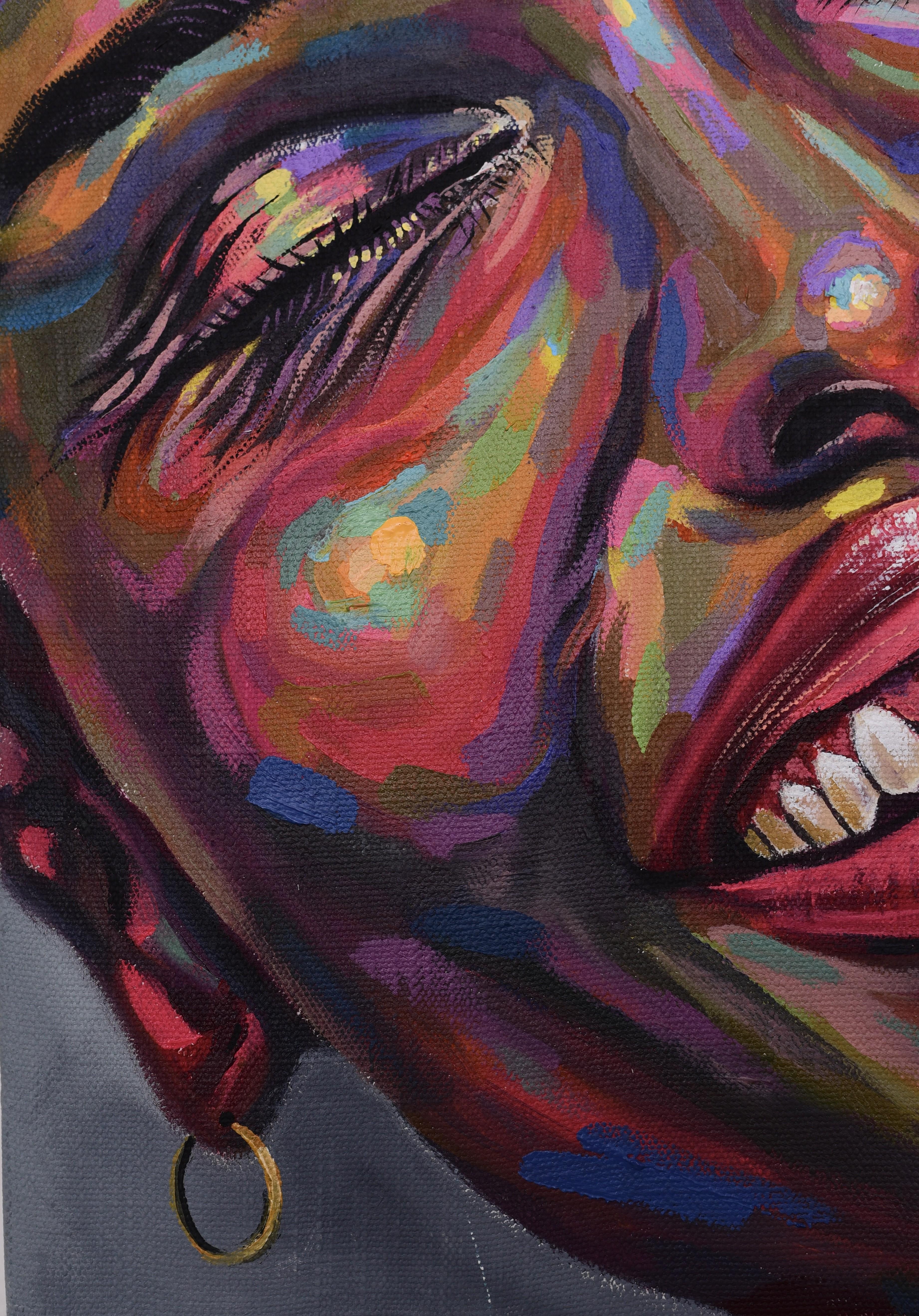 Contra viento y marea 11 - Siglo XXI, Contemporáneo, Retrato figurativo, Moderno - Painting de Damola Ayegbayo 
