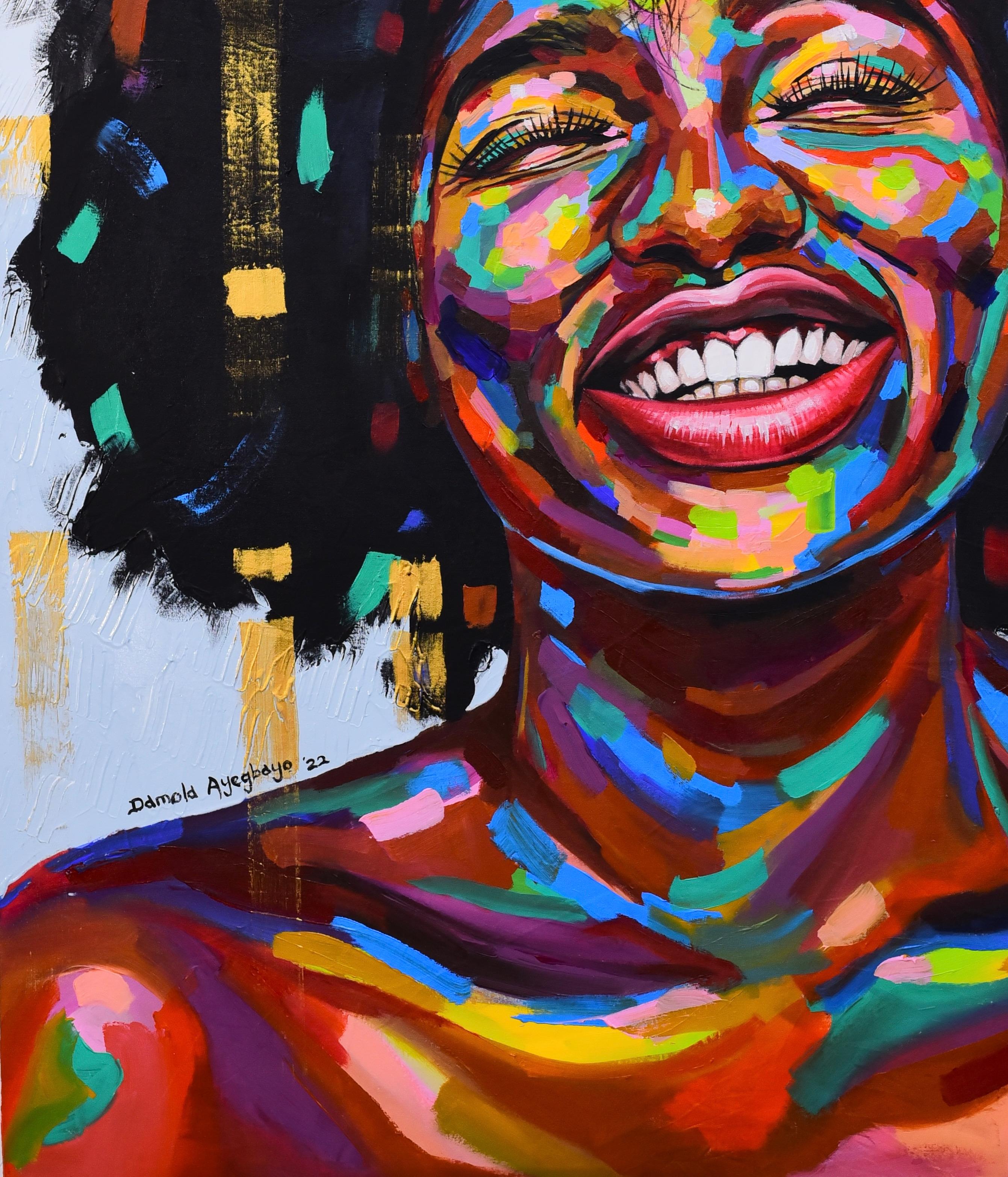 Against All Odds 4 - Black Figurative Painting by Damola Ayegbayo 