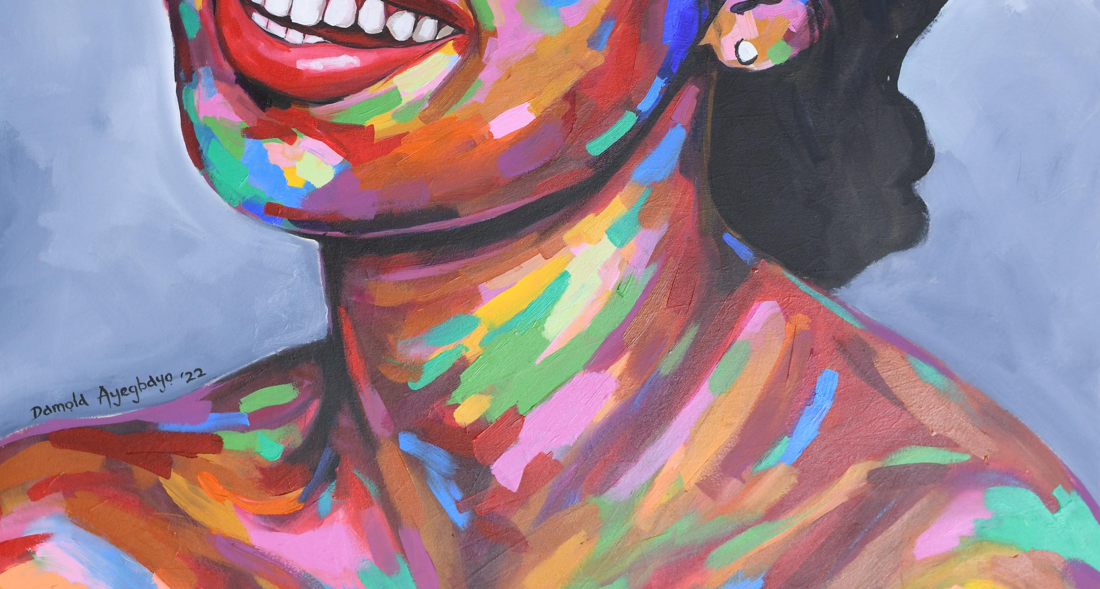 Against All Odds 6 -21° secolo, Contemporaneo, Ritratto figurativo, Donne che ridono - Painting di Damola Ayegbayo 