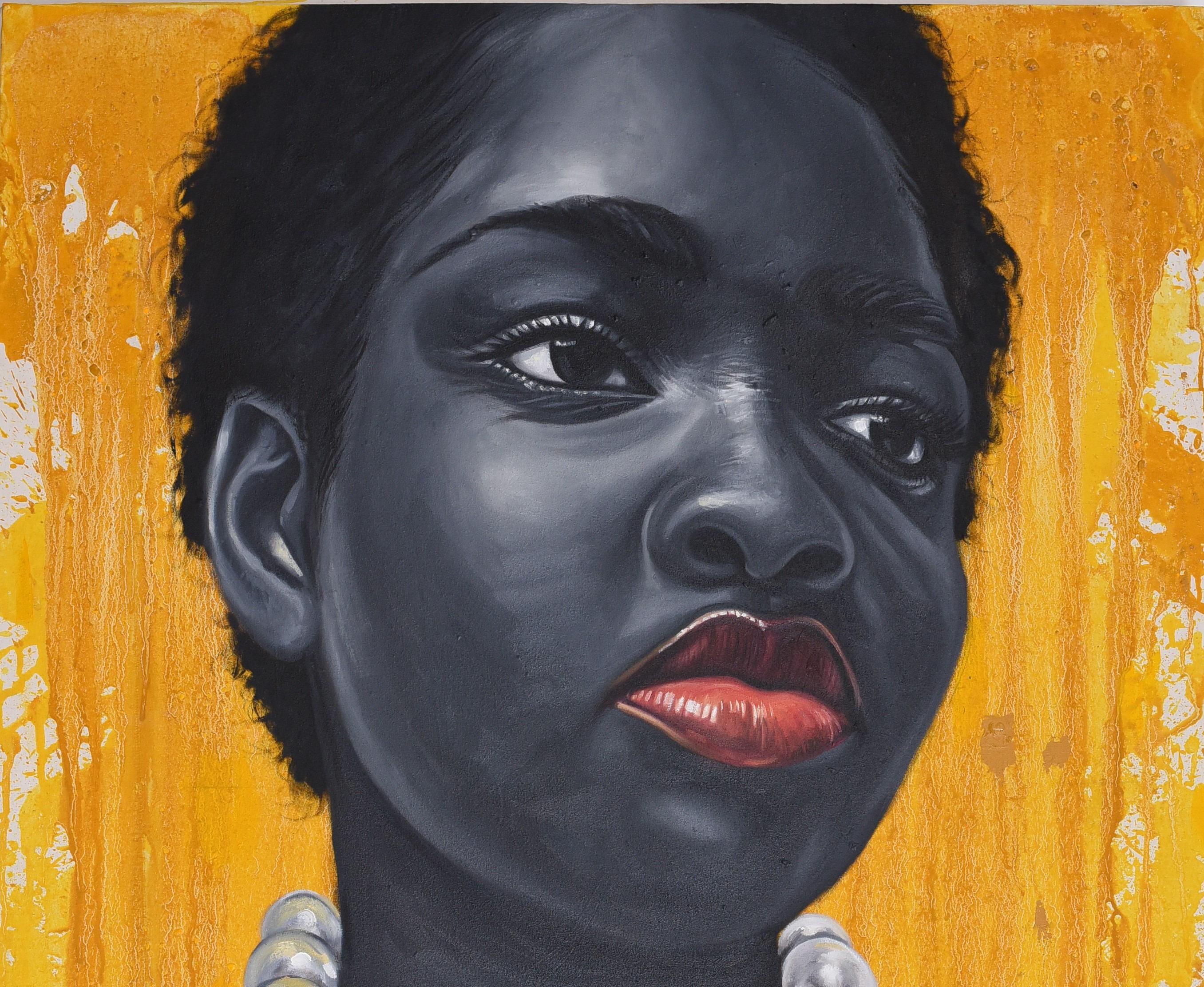 Black Pride 6 -21. Jahrhundert, Zeitgenössisch, Figuratives Porträt, Schöne Frauen – Painting von Damola Ayegbayo 