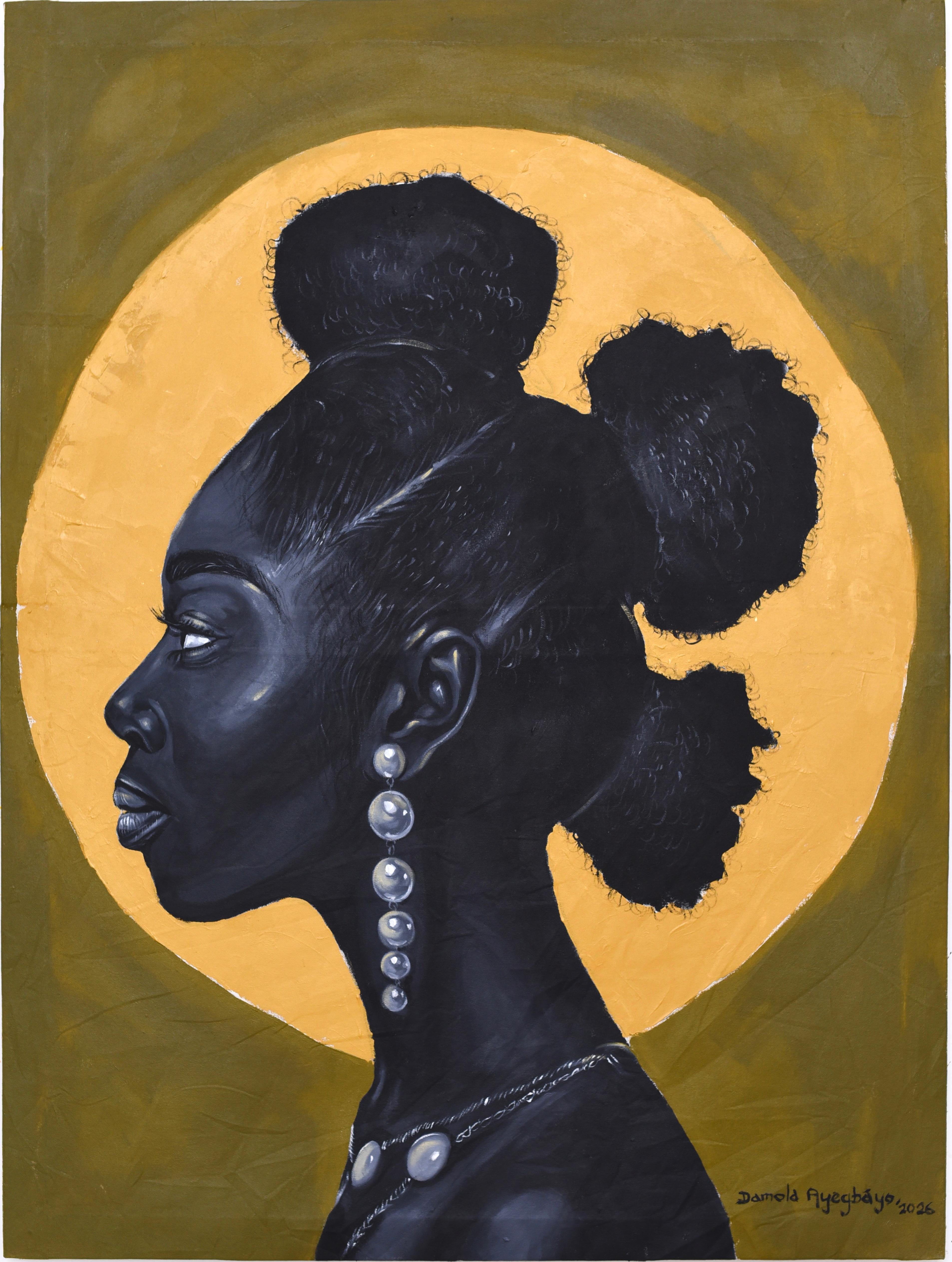 Black Pride 7 -21e siècle, Contemporary, Figurative Portrait, Women Floral