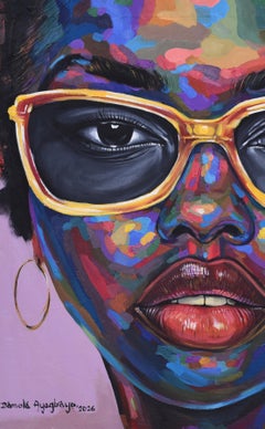 Orgullo Negro 8 -Siglo XXI, Contemporáneo, Retrato Figurativo, Mujer Floral