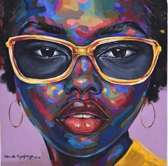 Orgullo Negro 8 -Siglo XXI, Contemporáneo, Retrato Figurativo, Mujer Floral