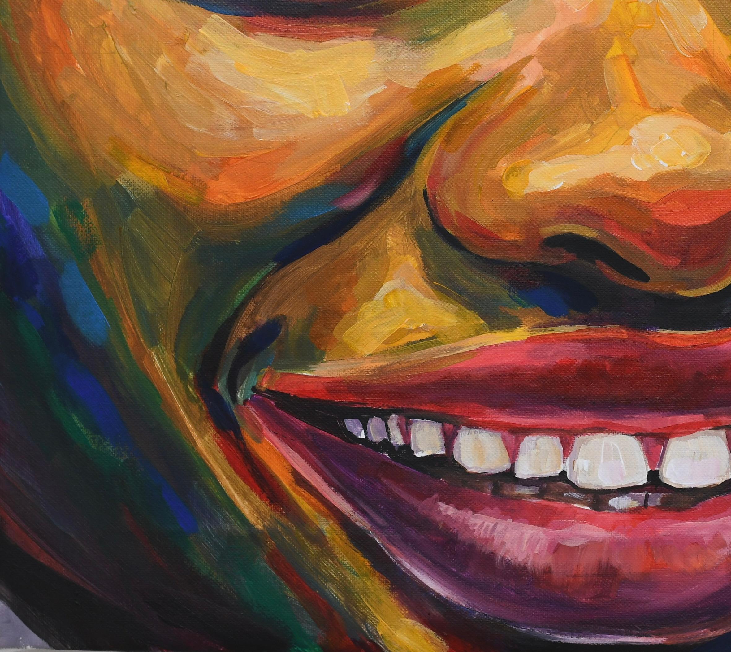 This piece shows a lady demonstrating joy from within with contagious laughter.

We live in a world filled with crazy people, filled with problems and anxieties,
Most times our problems can make us forget that we have that one special gift from the
