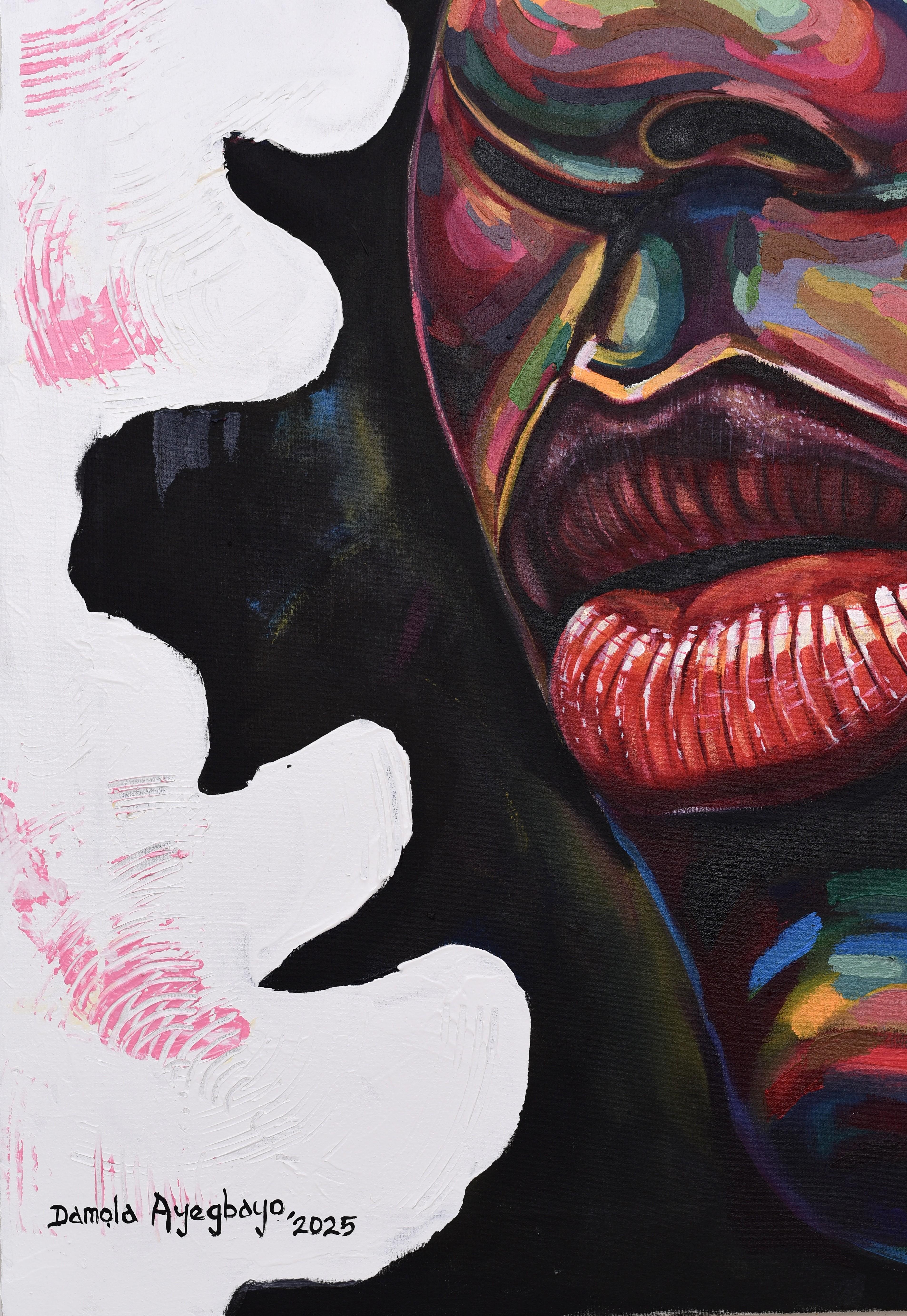 Dissimulé - 21e siècle, Contemporain, Portrait figuratif, Afrique Femmes - Painting de Damola Ayegbayo 