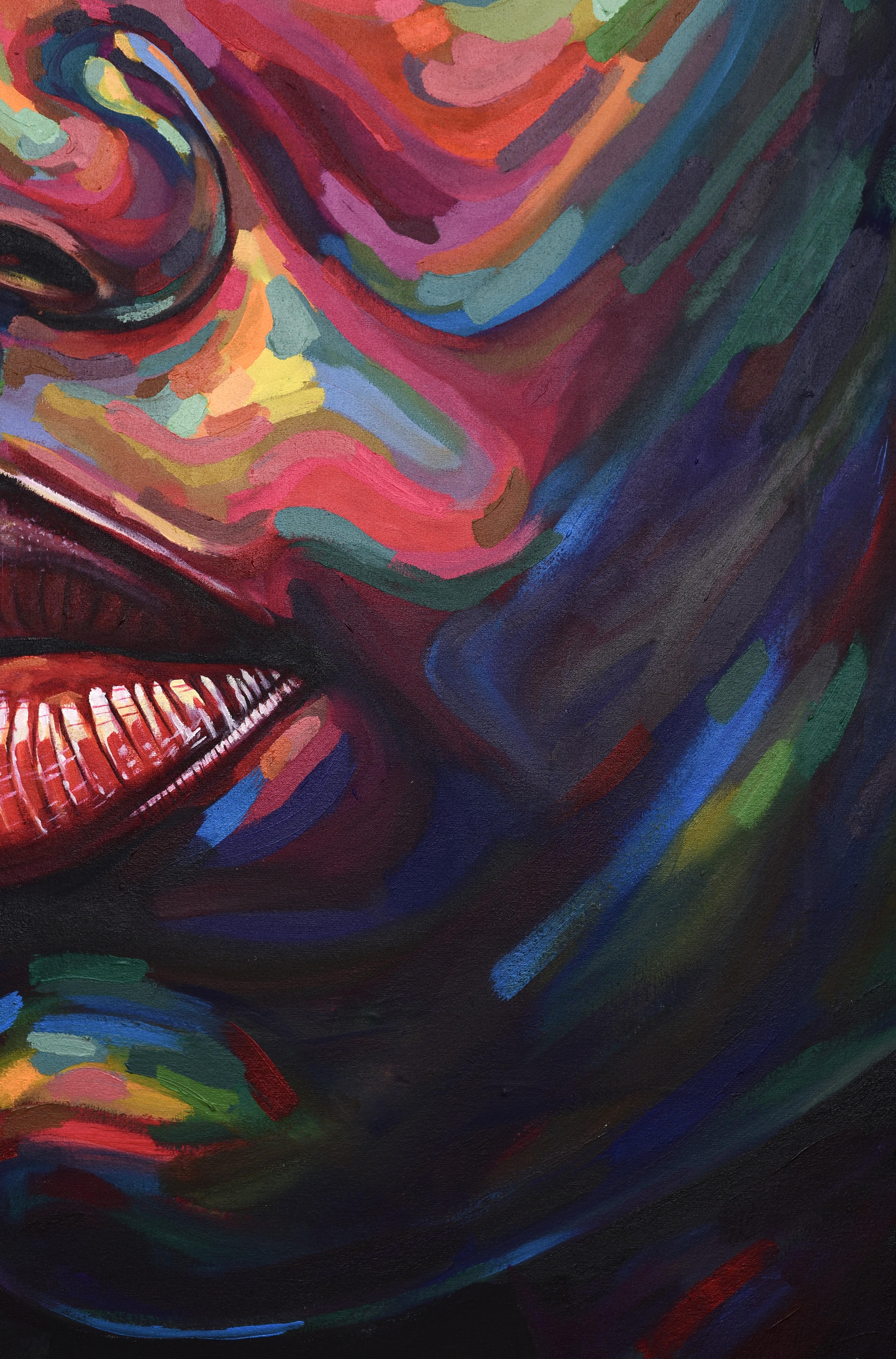 Dissimulé - 21e siècle, Contemporain, Portrait figuratif, Afrique Femmes - Noir Portrait Painting par Damola Ayegbayo 