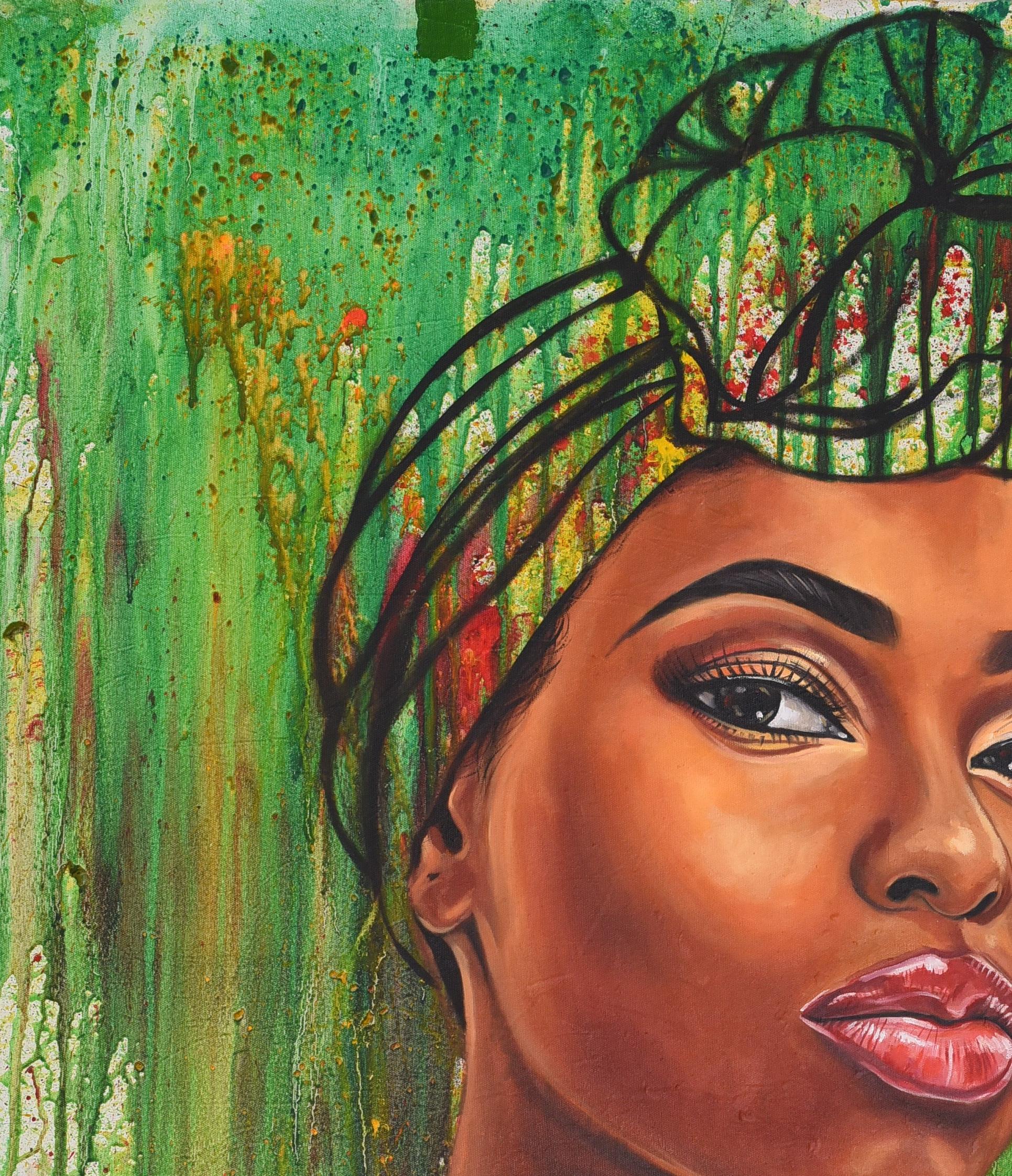 Culture 9 -21st Century, Contemporary, Figurative Portrait, Women, Fashion, Eyes - Painting by Damola Ayegbayo 