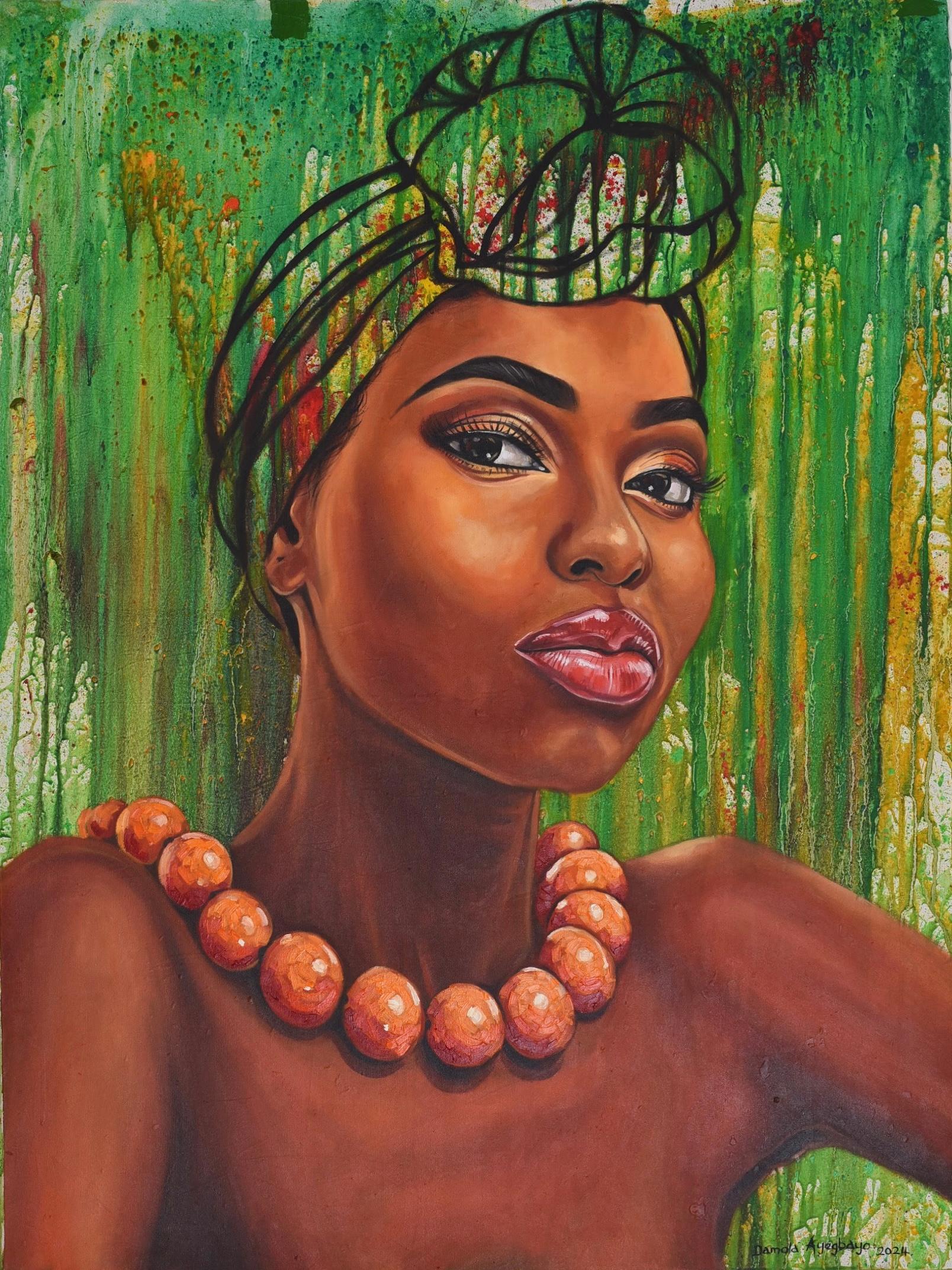 Damola Ayegbayo  Portrait Painting - Culture 9 -21st Century, Contemporary, Figurative Portrait, Women, Fashion, Eyes