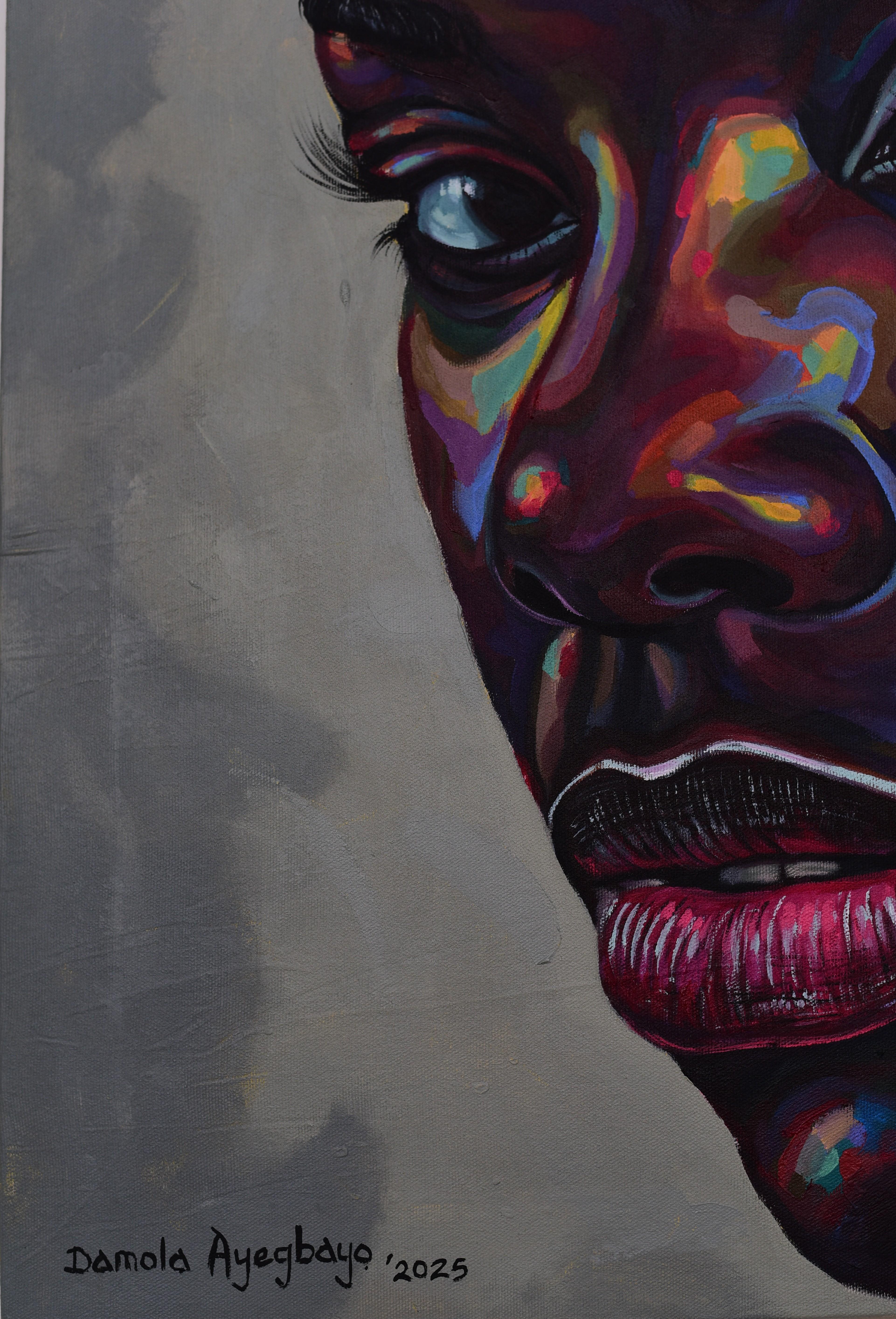 Curiosité - 21e siècle, AM Contemporary, Portrait figuratif, Afrique Femmes - Painting de Damola Ayegbayo 