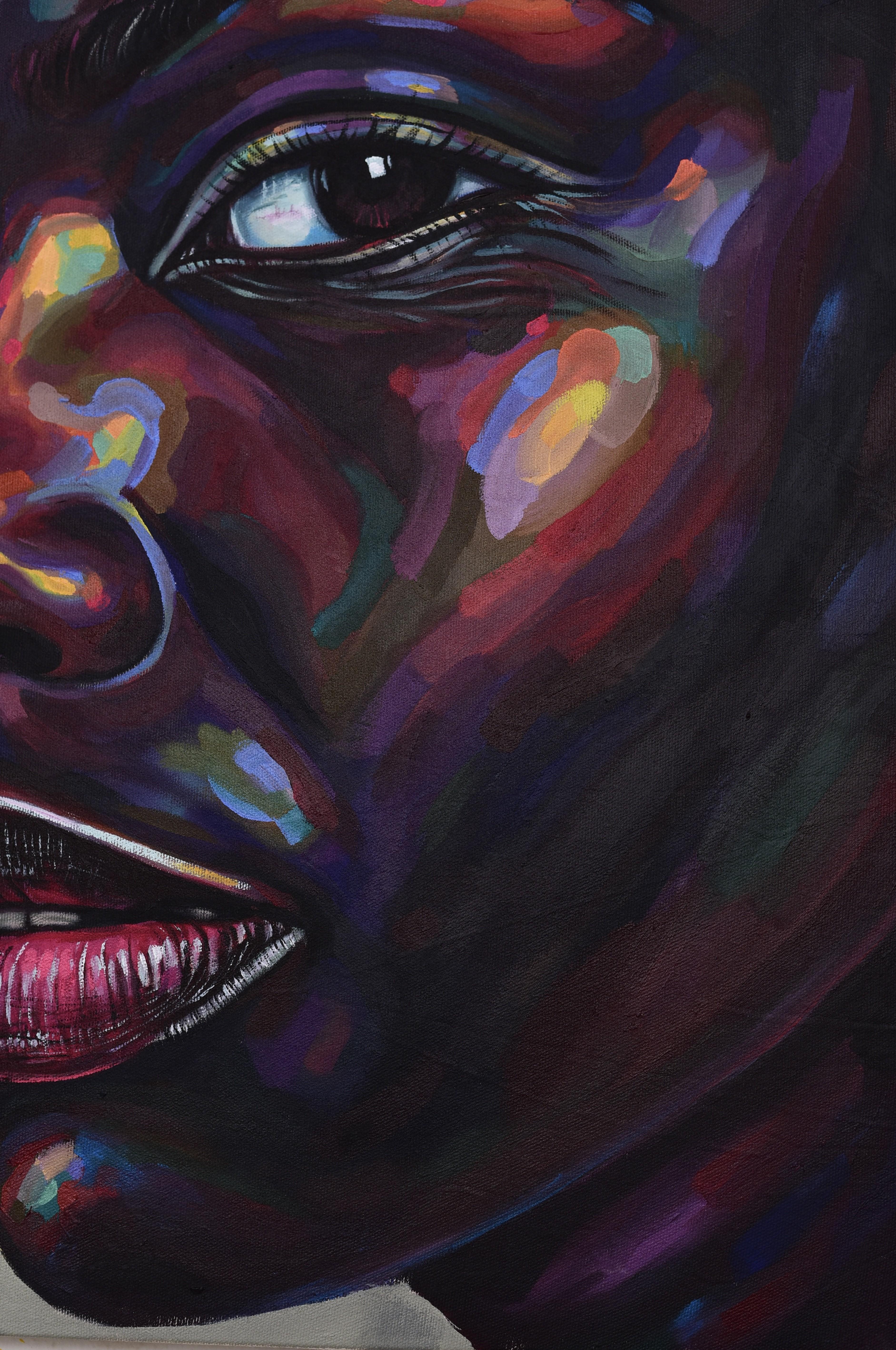 Curiosité - 21e siècle, AM Contemporary, Portrait figuratif, Afrique Femmes - Contemporain Painting par Damola Ayegbayo 