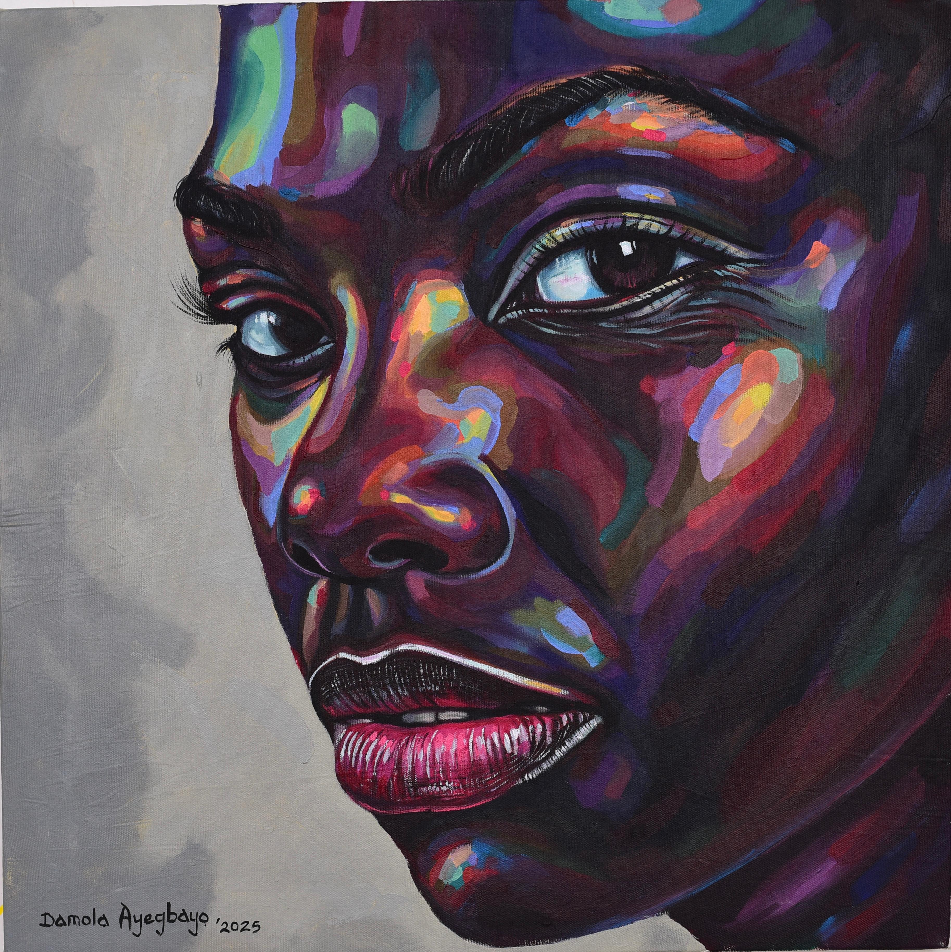 Figurative Painting Damola Ayegbayo  - Curiosité - 21e siècle, AM Contemporary, Portrait figuratif, Afrique Femmes