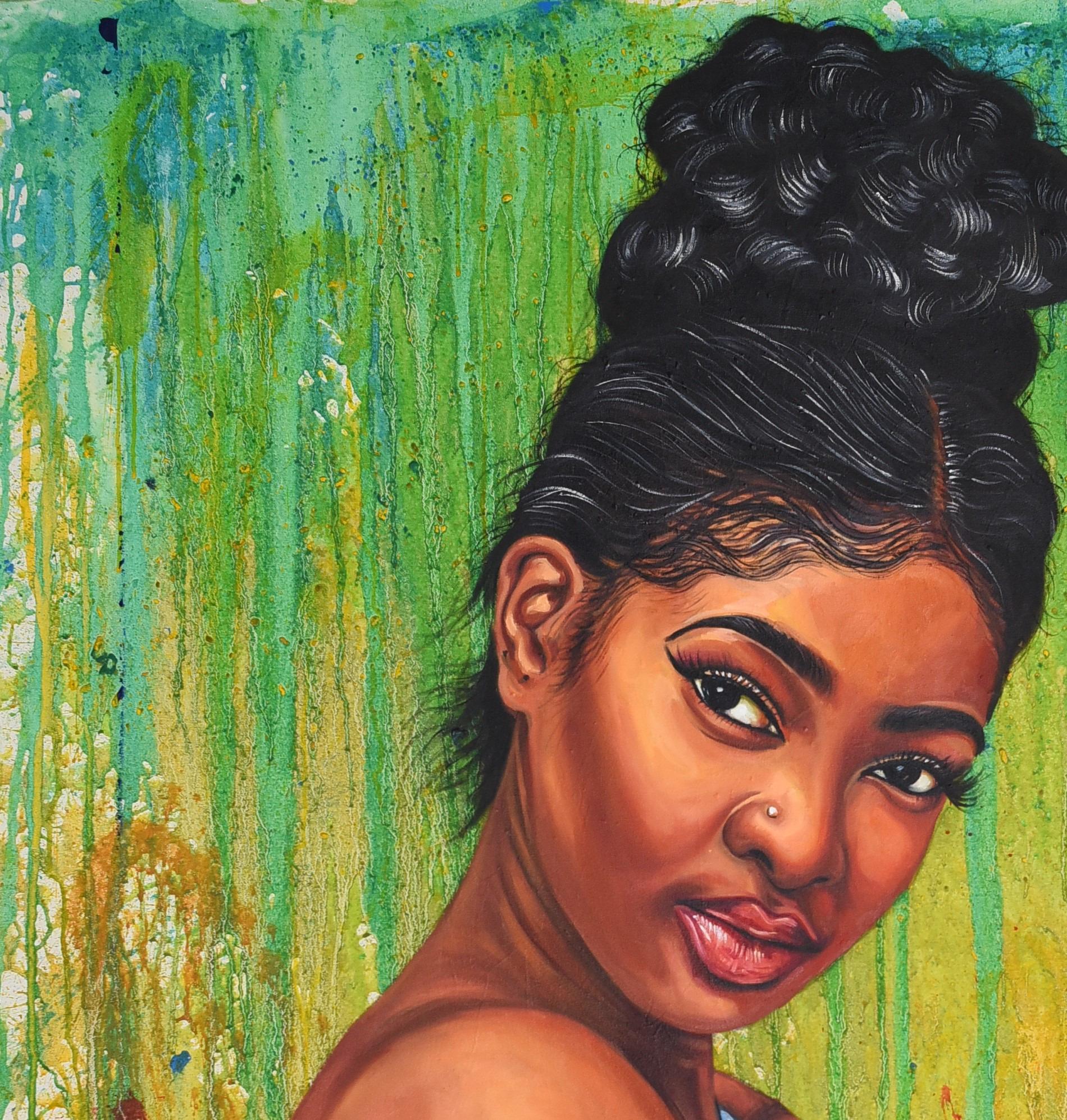 Eniyan (Humano) 11 - Siglo XXI, Contemporáneo, Retrato Figurativo, Belleza Mujer - Painting de Damola Ayegbayo 