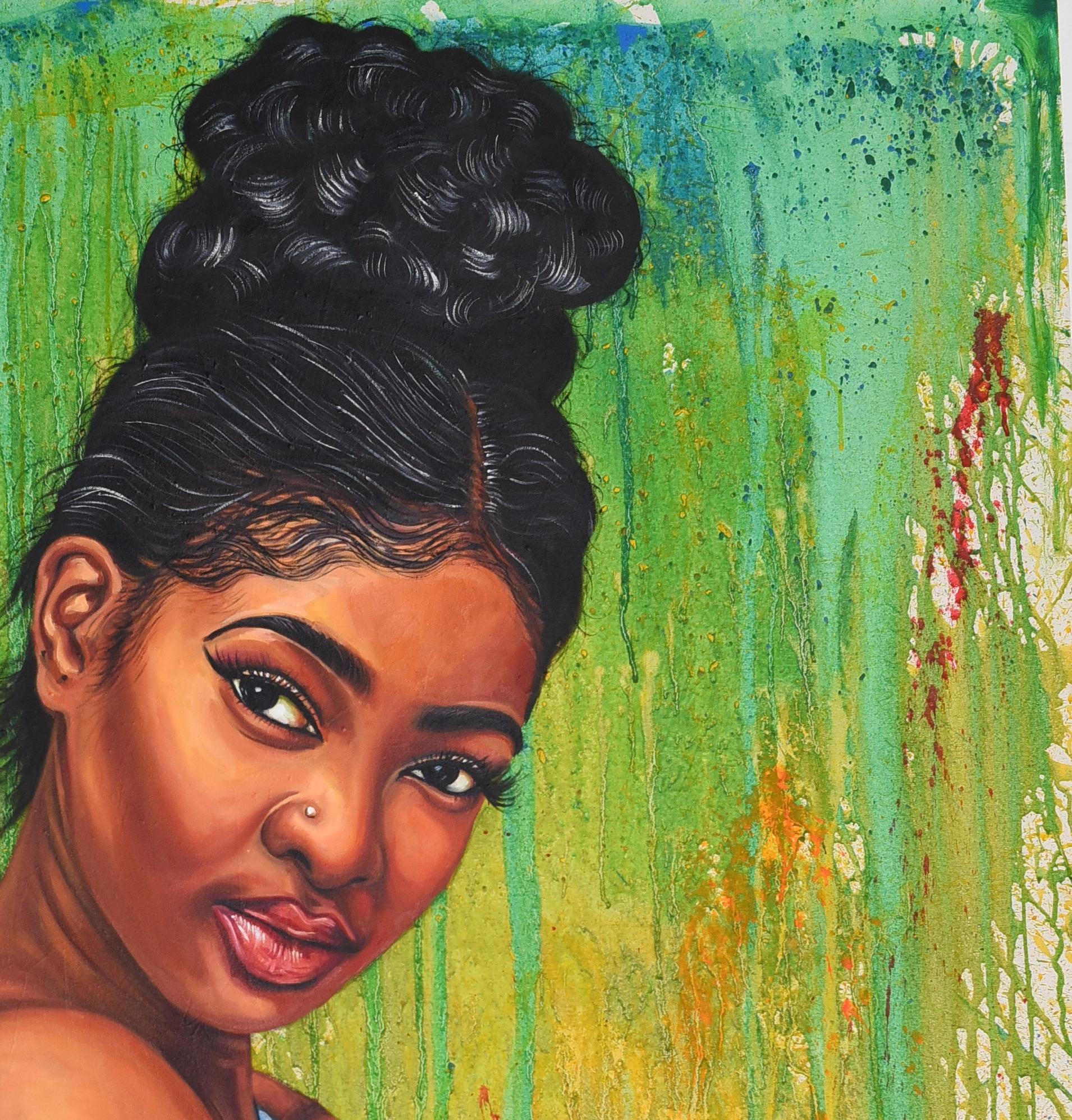 Eniyan (Humano) 11 - Siglo XXI, Contemporáneo, Retrato Figurativo, Belleza Mujer - Painting Expresionista de Damola Ayegbayo 
