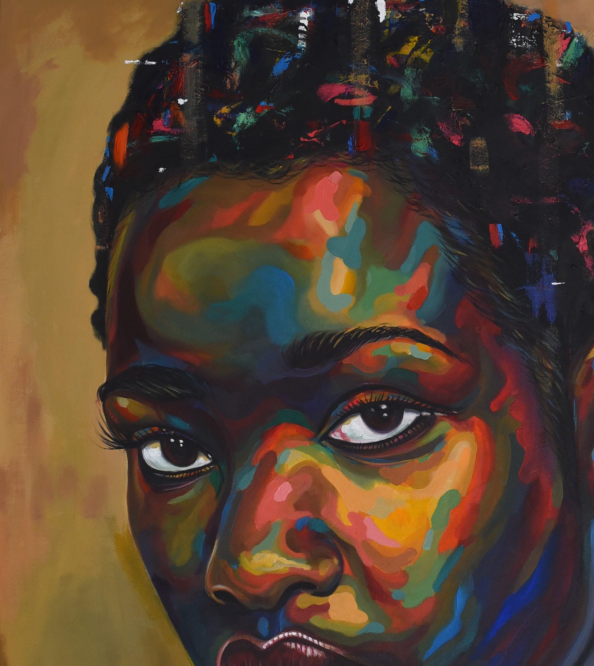 Eniyan (Humano) Siglo 12 -21, Contemporáneo, Retrato Figurativo, Belleza Mujer - Painting de Damola Ayegbayo 