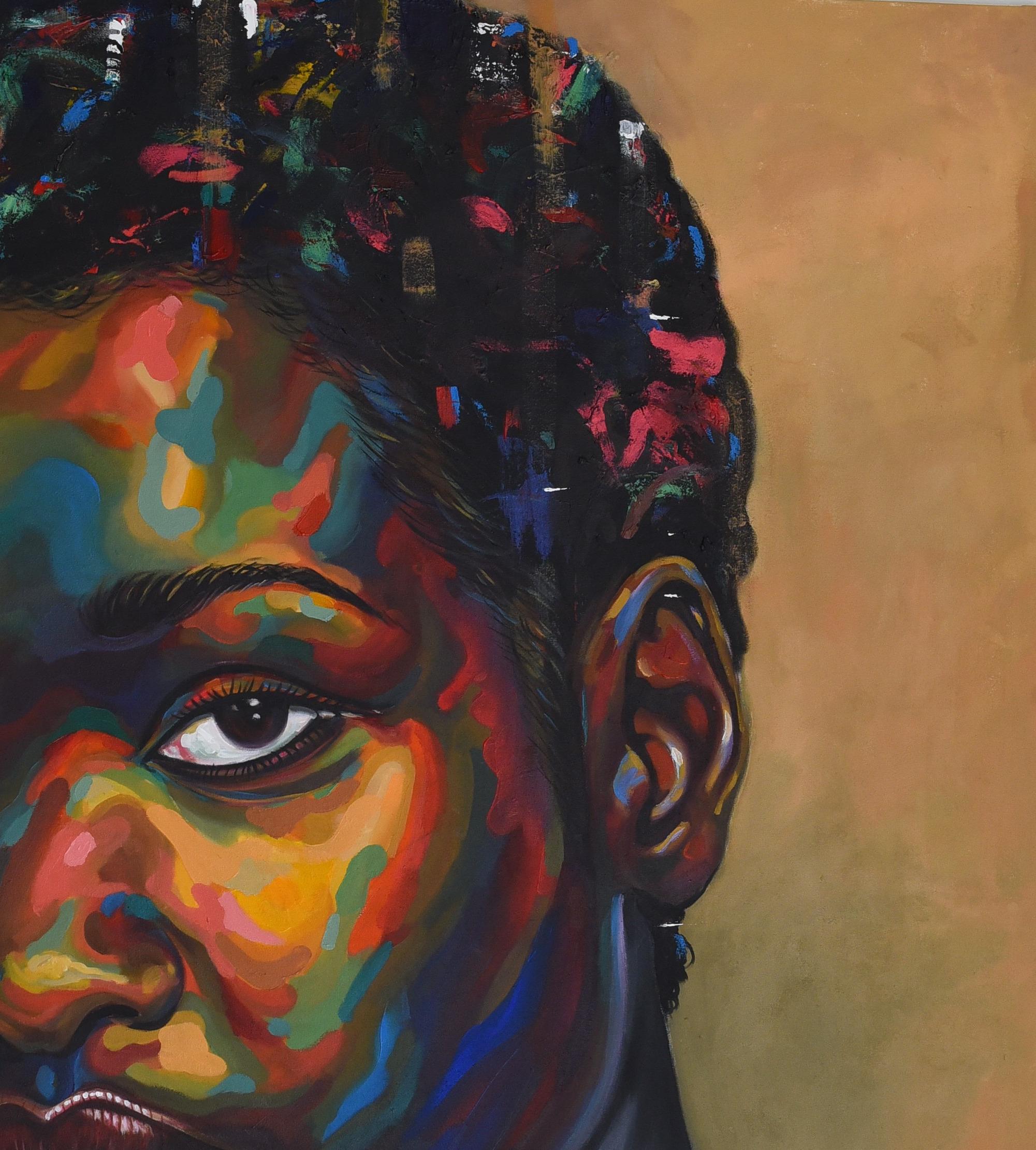 Eniyan (Humano) Siglo 12 -21, Contemporáneo, Retrato Figurativo, Belleza Mujer - Painting Expresionista de Damola Ayegbayo 