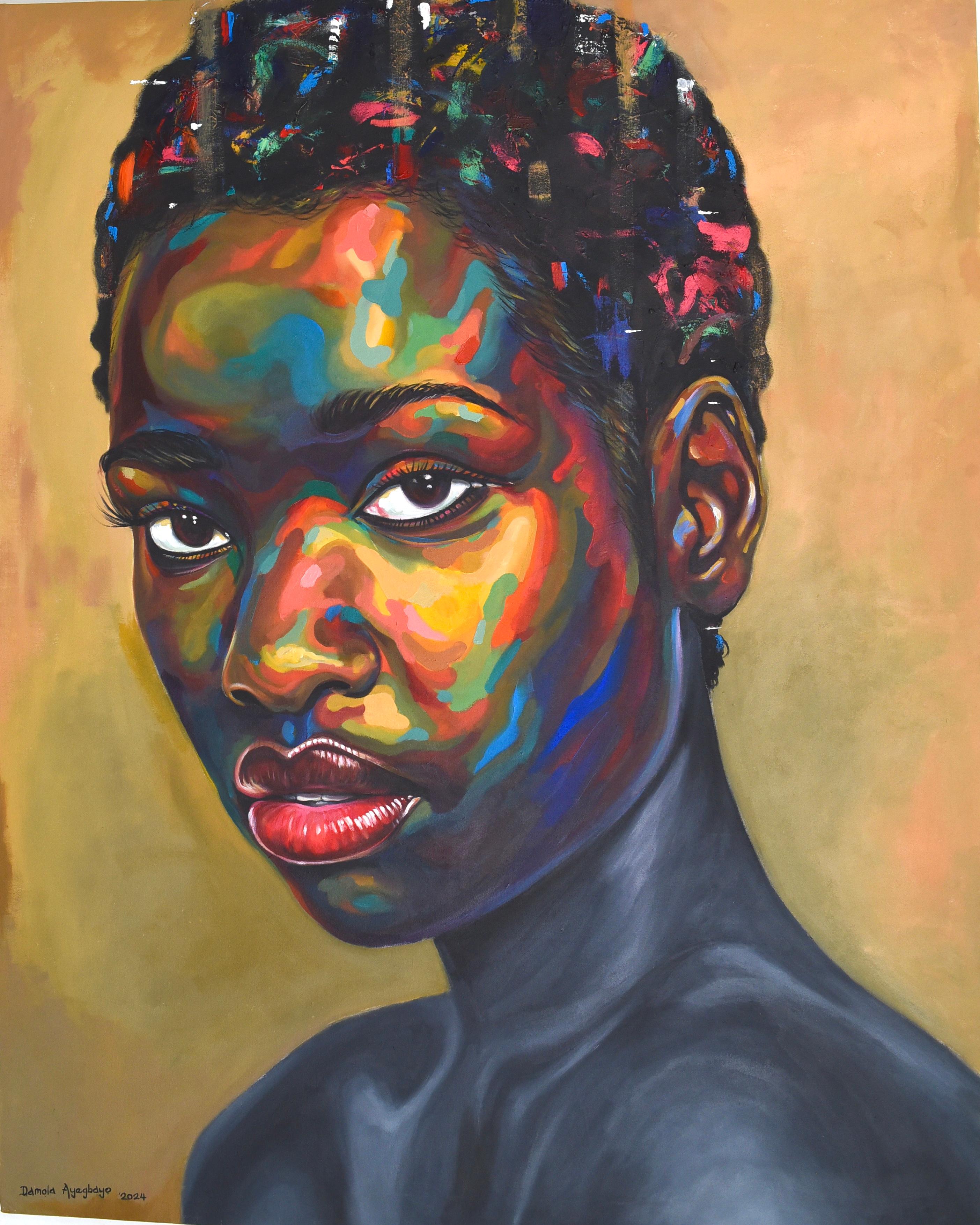 Portrait Painting de Damola Ayegbayo  - Eniyan (Humano) Siglo 12 -21, Contemporáneo, Retrato Figurativo, Belleza Mujer