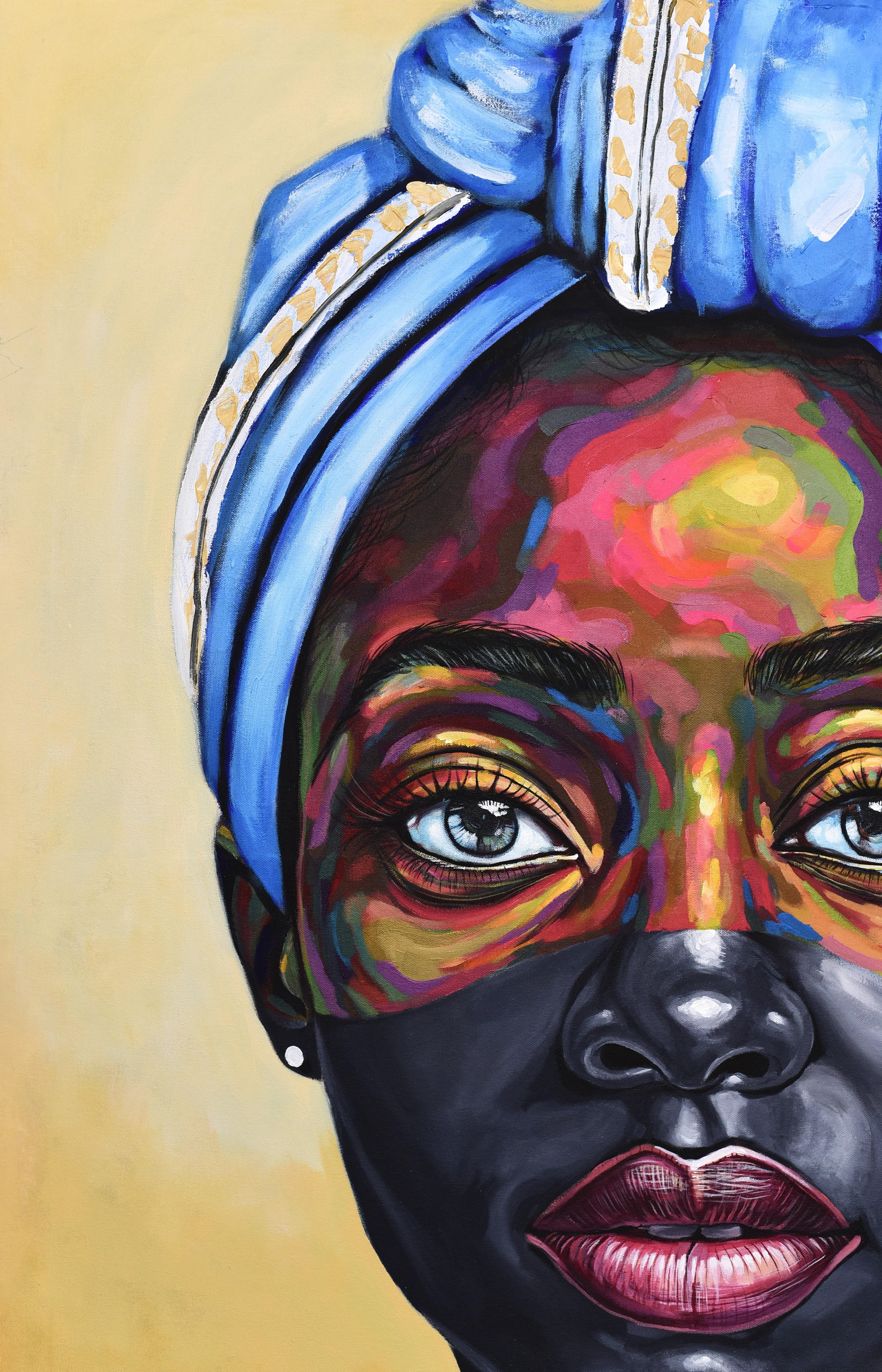 Eniyan (humain) 13 -21e siècle, Contemporain, Portrait figuratif, Afrique Femmes - Painting de Damola Ayegbayo 