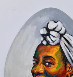 Eniyan (Human) 7: Expressionist Acrylic Painting on Canvas