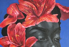 Exquisite Black 2 -21st Century, Contemporary, Figurative Portrait, Women Floral