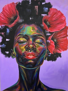 Feminine Royalty 4 -21st Century Contemporary, Figurative Portrait, Women Floral