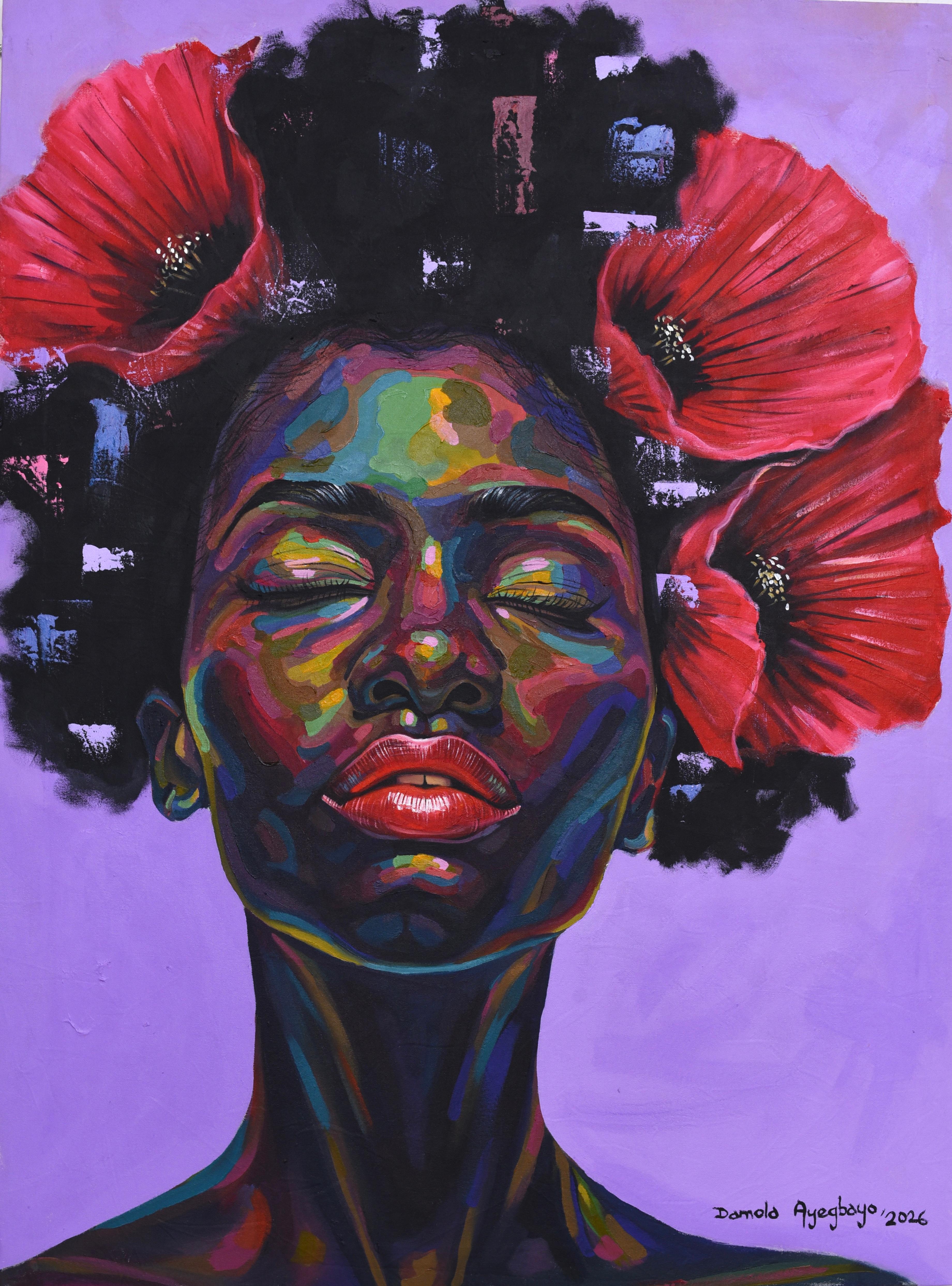 Féminin royal 4 -21e siècle Contemporain, Portrait figuratif, Femmes florales